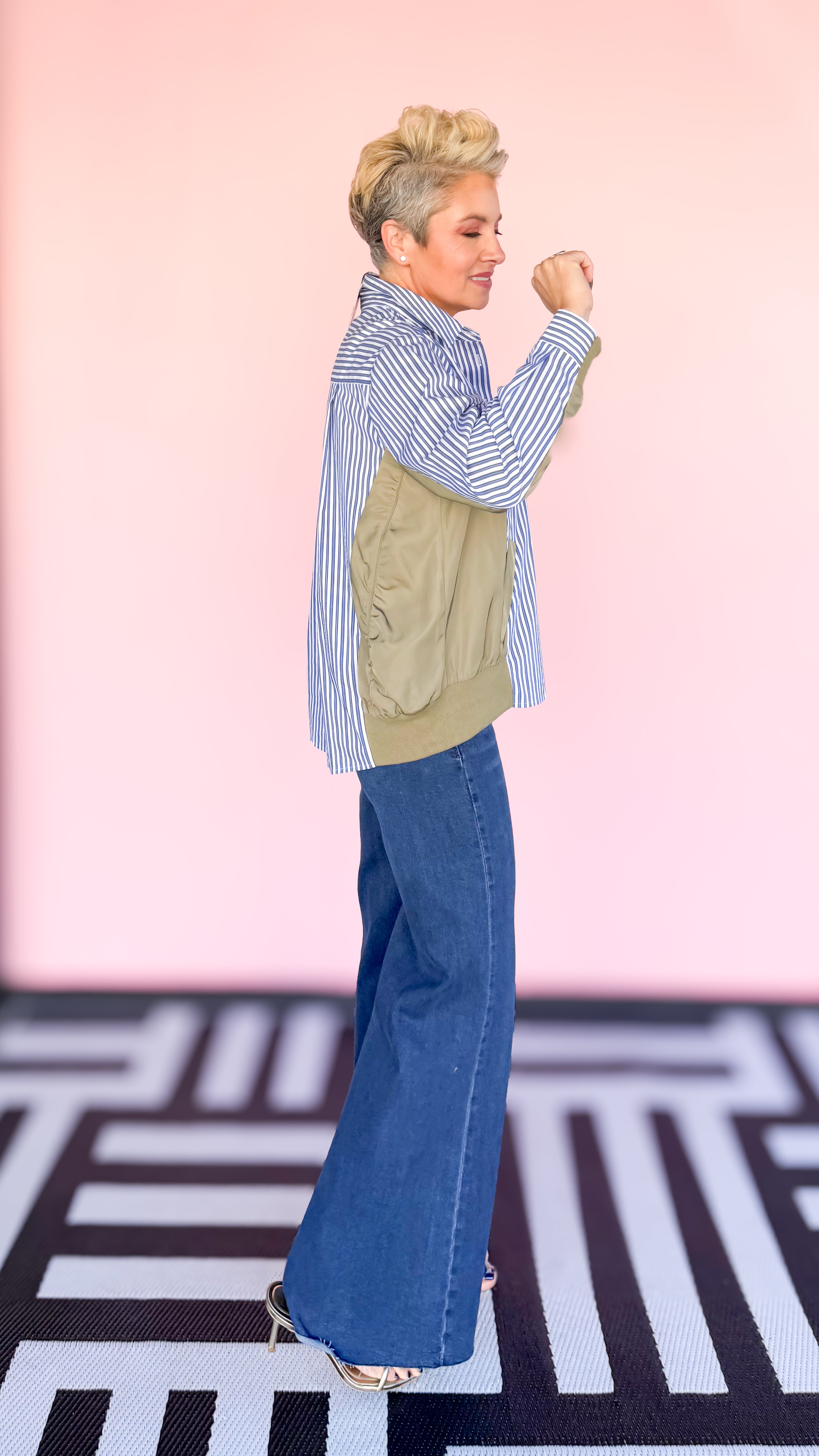 Josana Striped Shirt Jacket/Blue - The BLVD