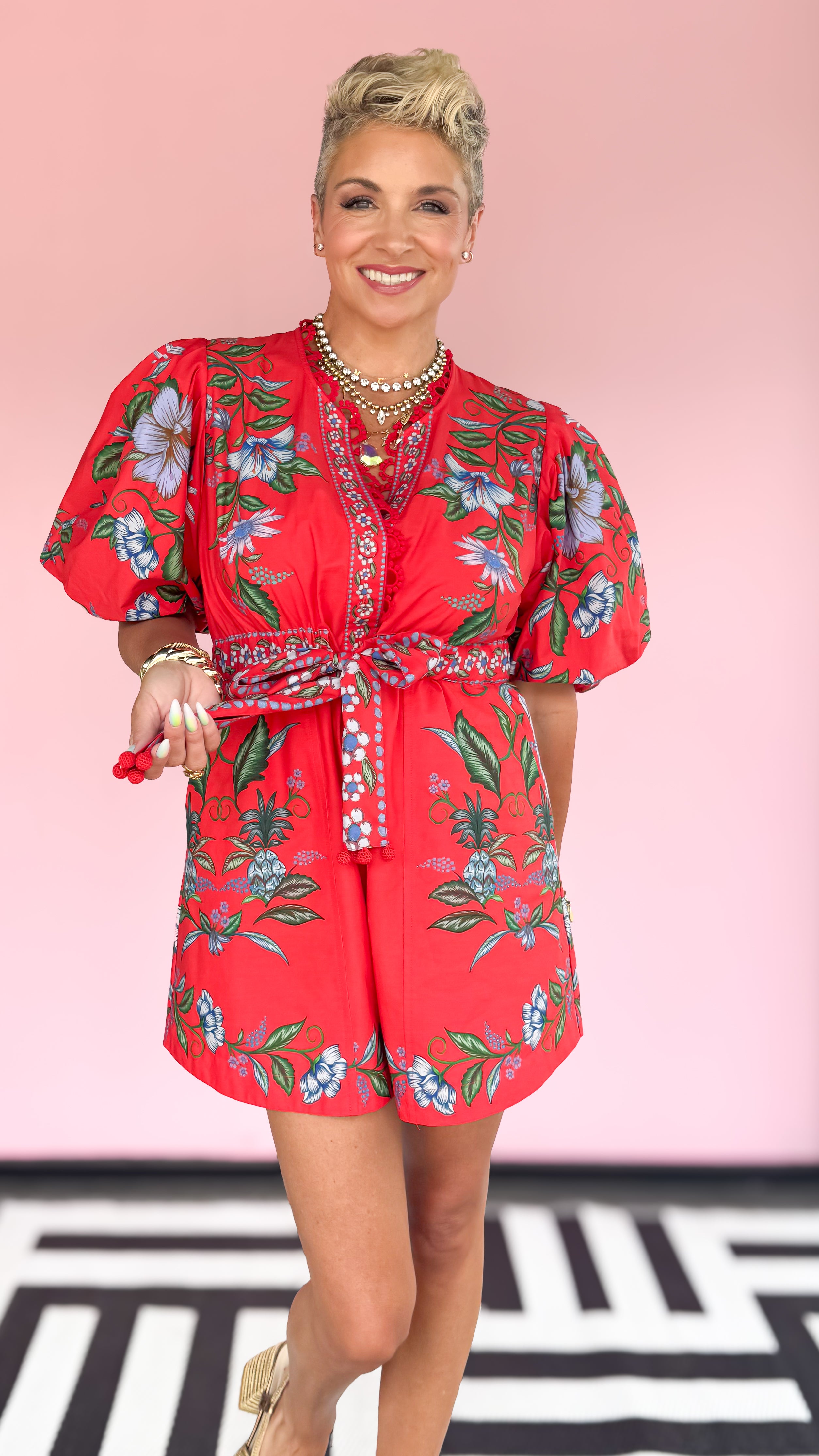 Sweet Bloom Romper/Red