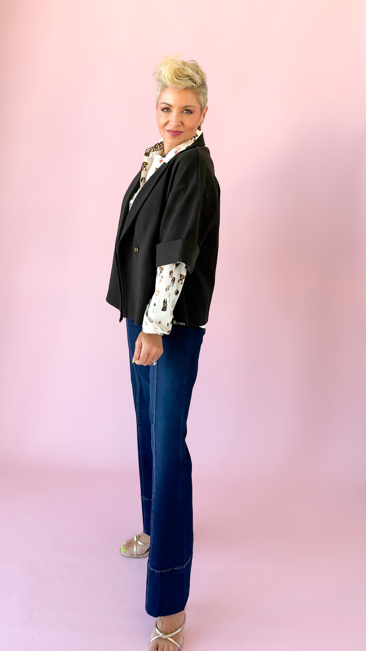 Short Sleeve Felt Coat/Black