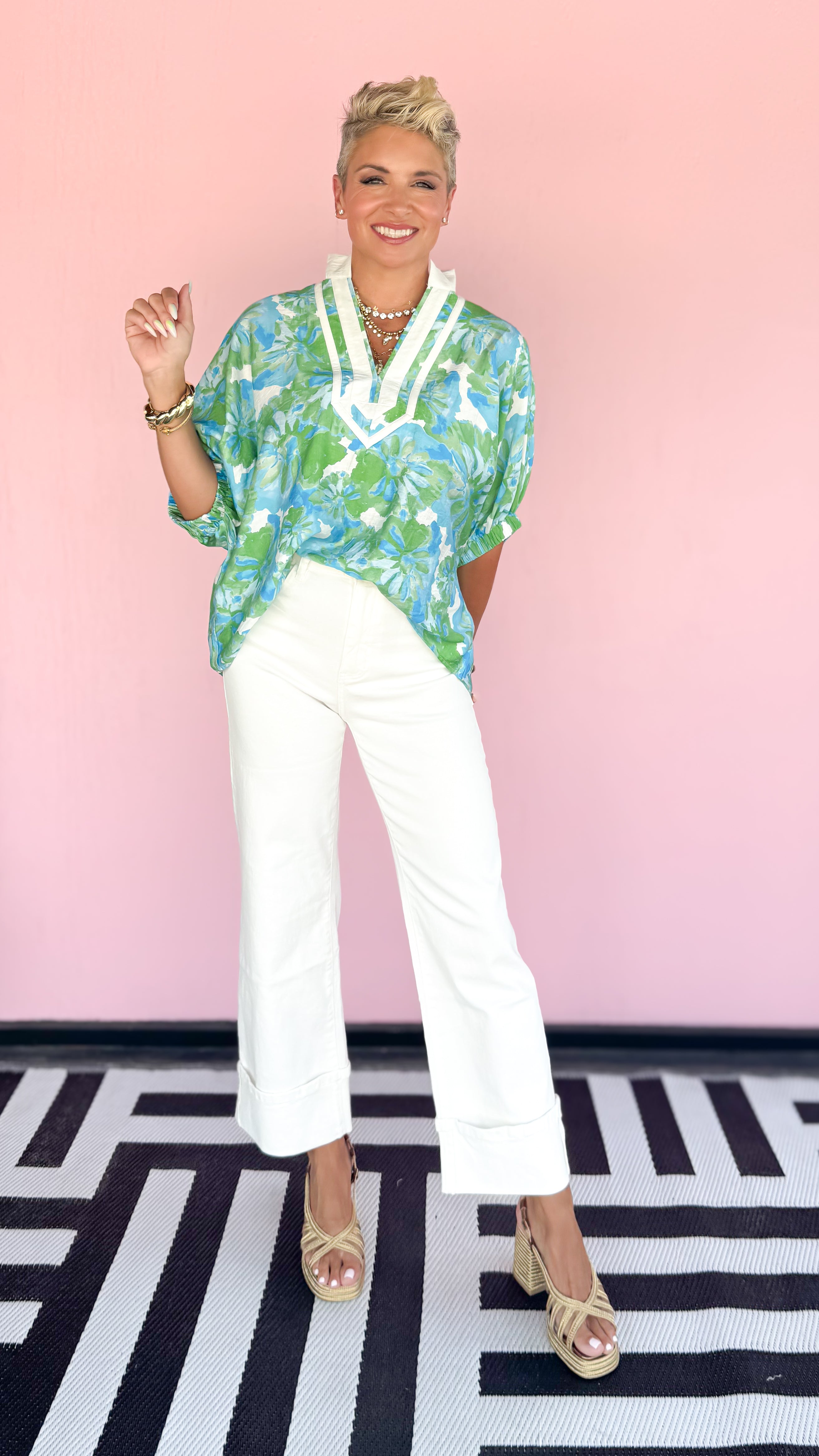 Megan Floral Top/Green