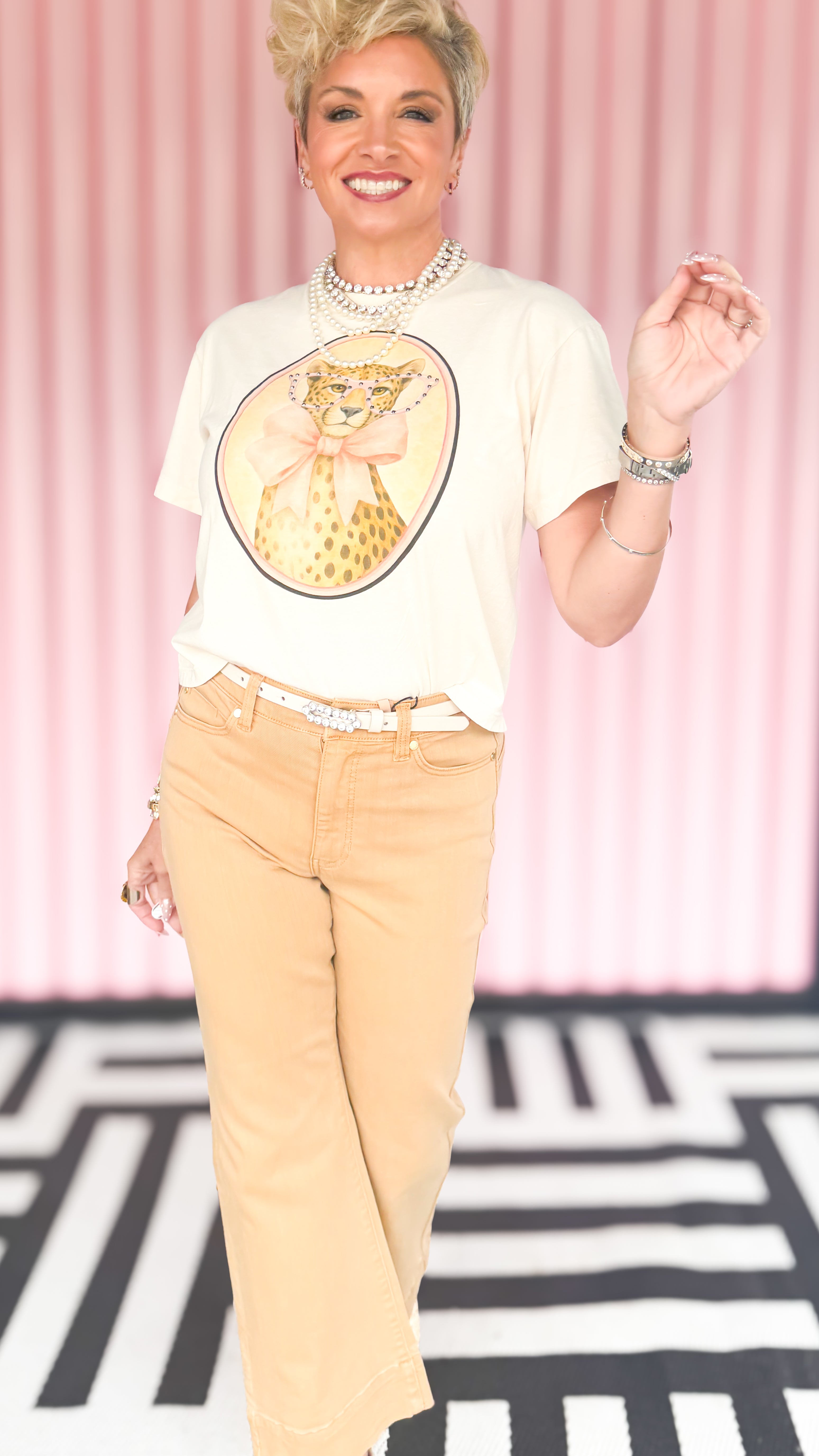 Cheetah Specs Boxy Tee/Ivory
