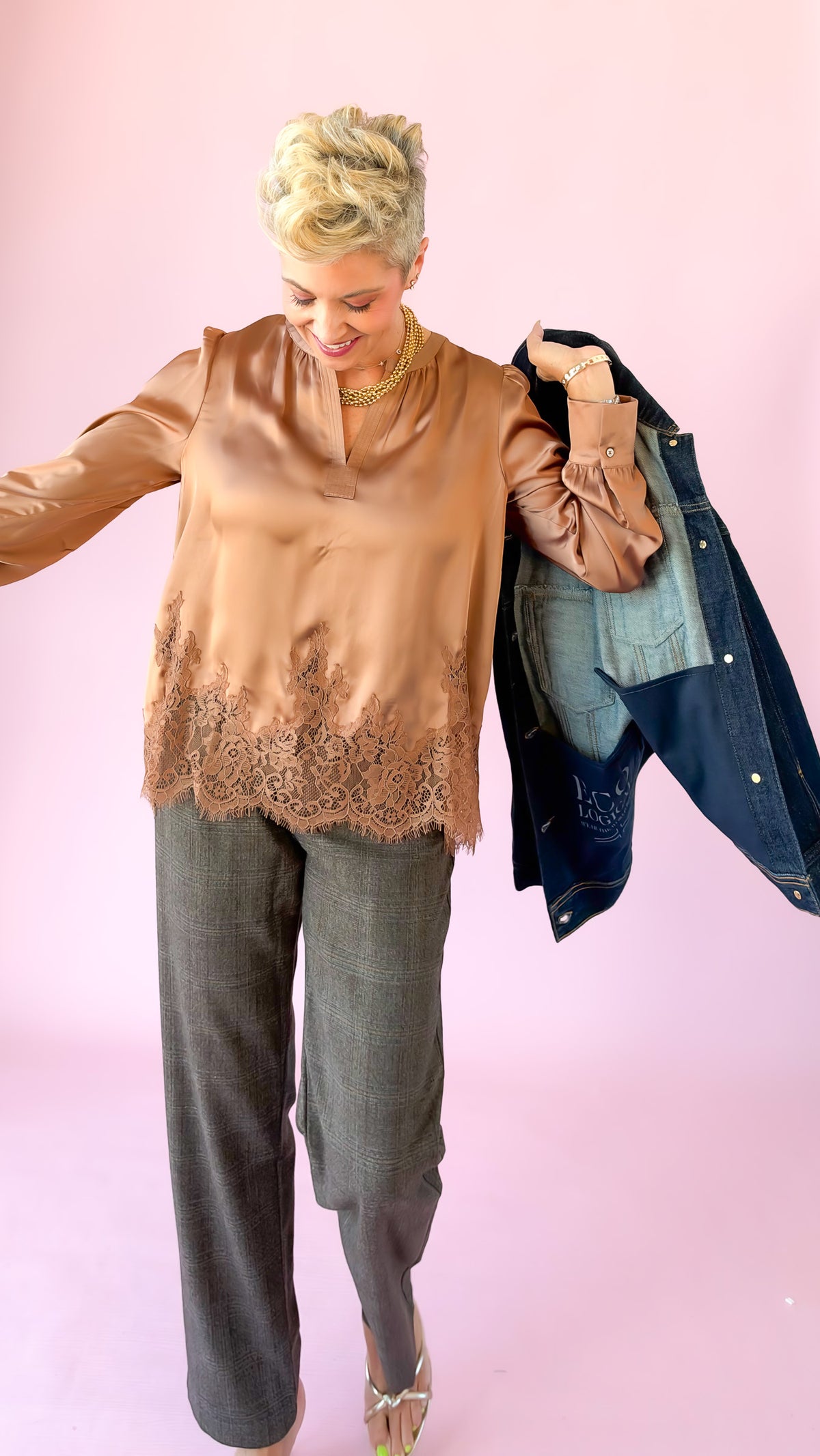 Monica Lace Blouse/Mocha