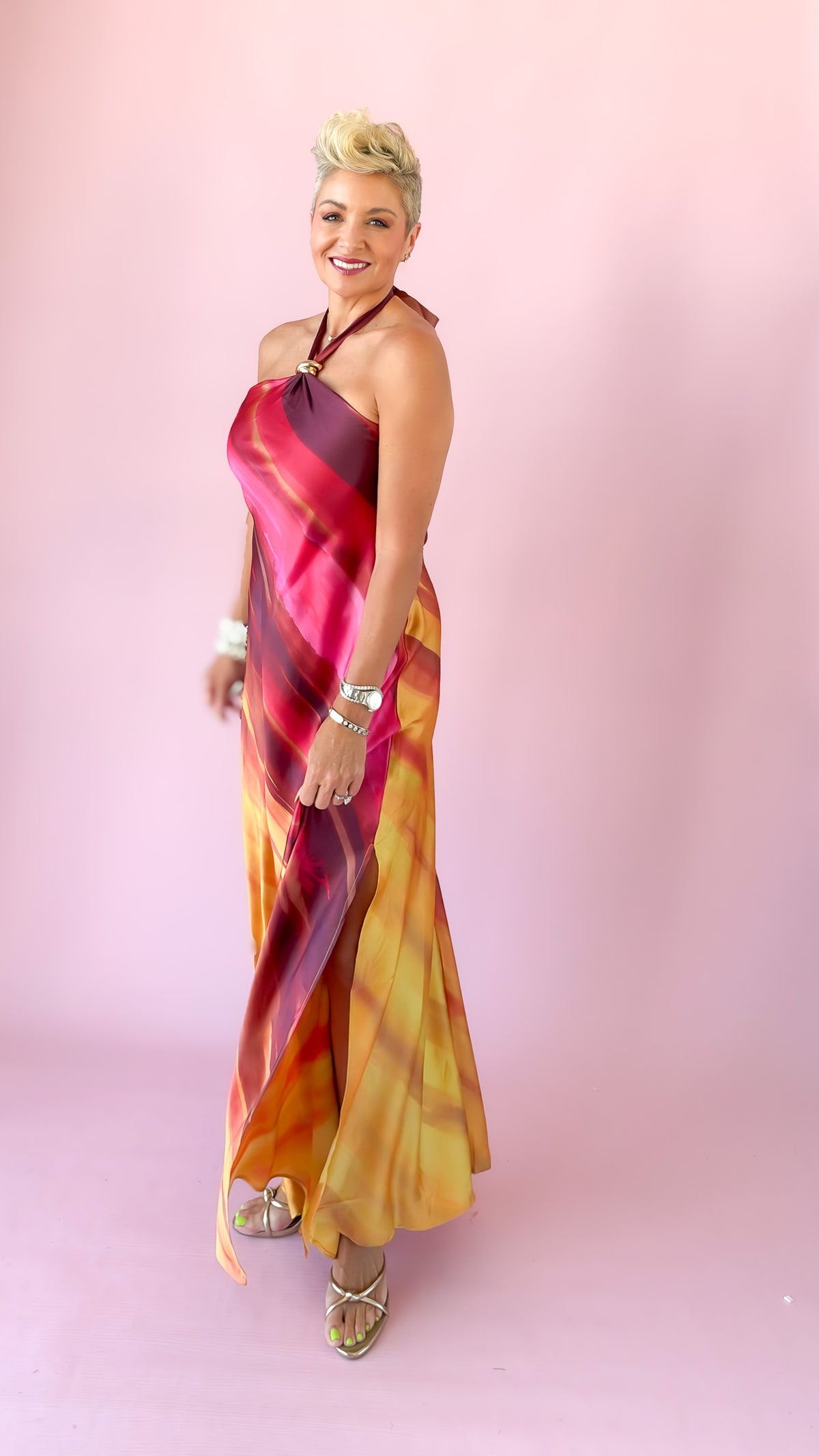 Halter Midi Dress/Sunset
