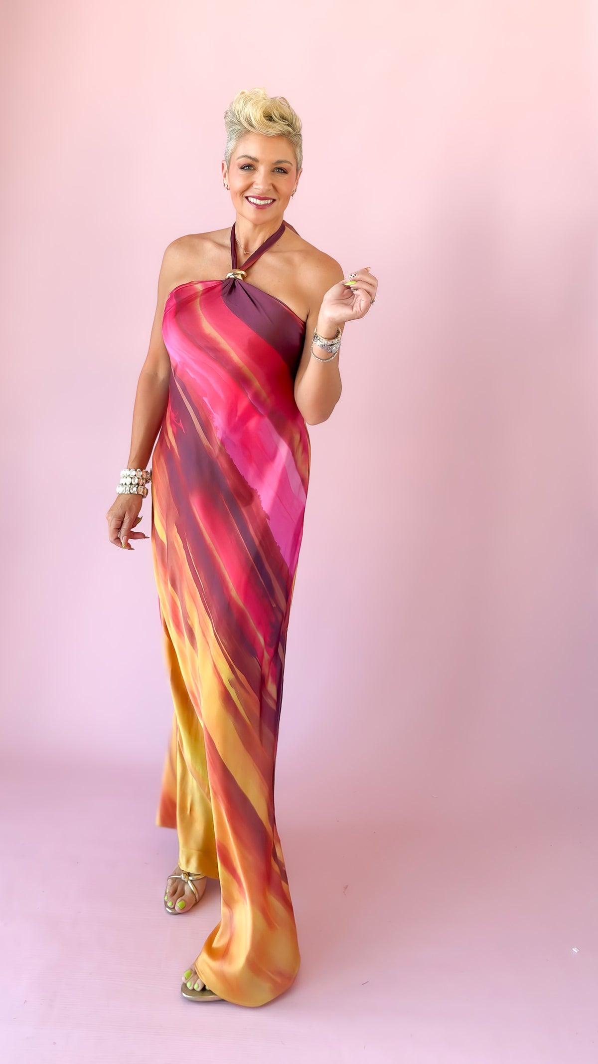 Halter Midi Dress/Sunset