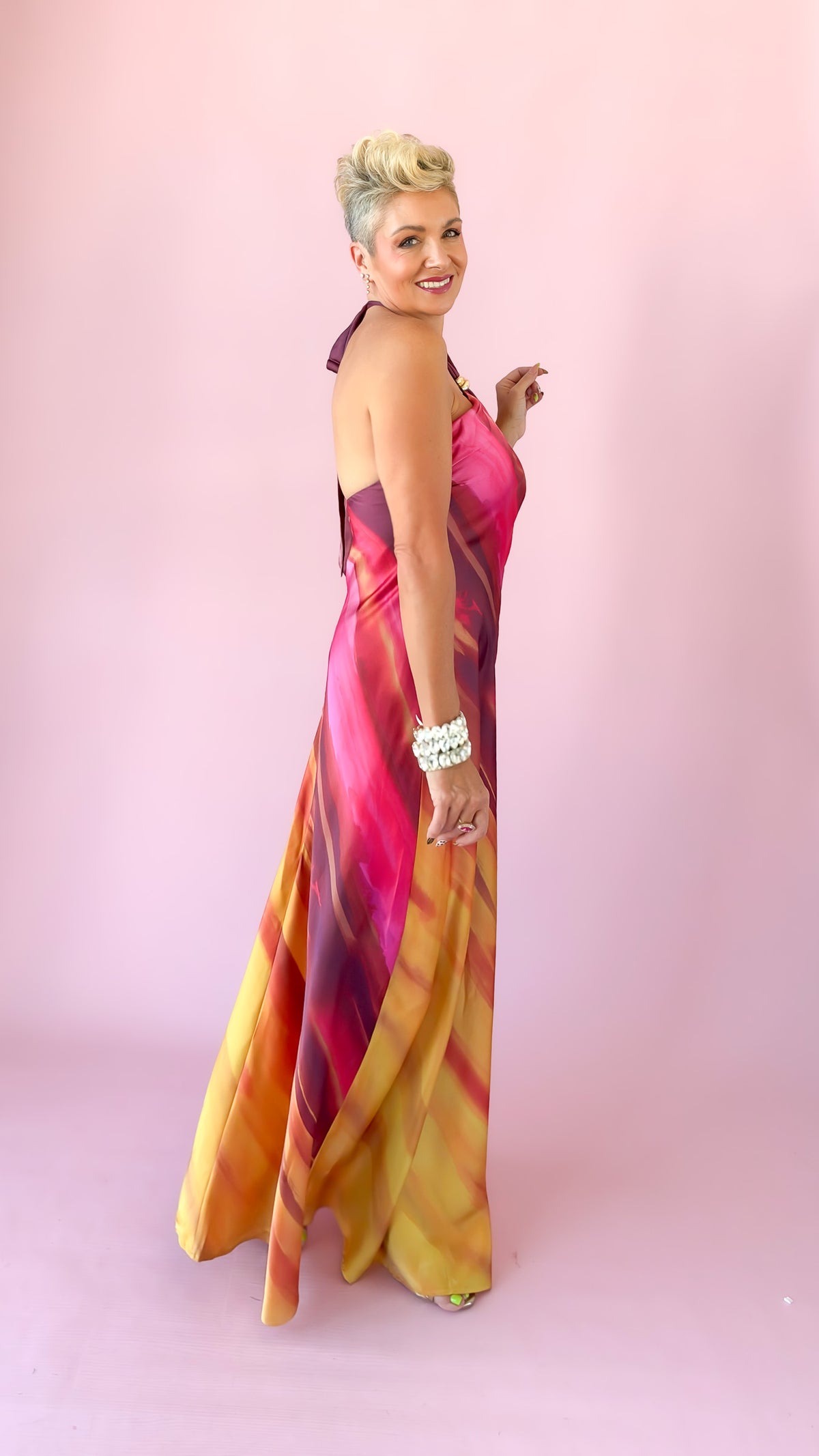 Halter Midi Dress/Sunset
