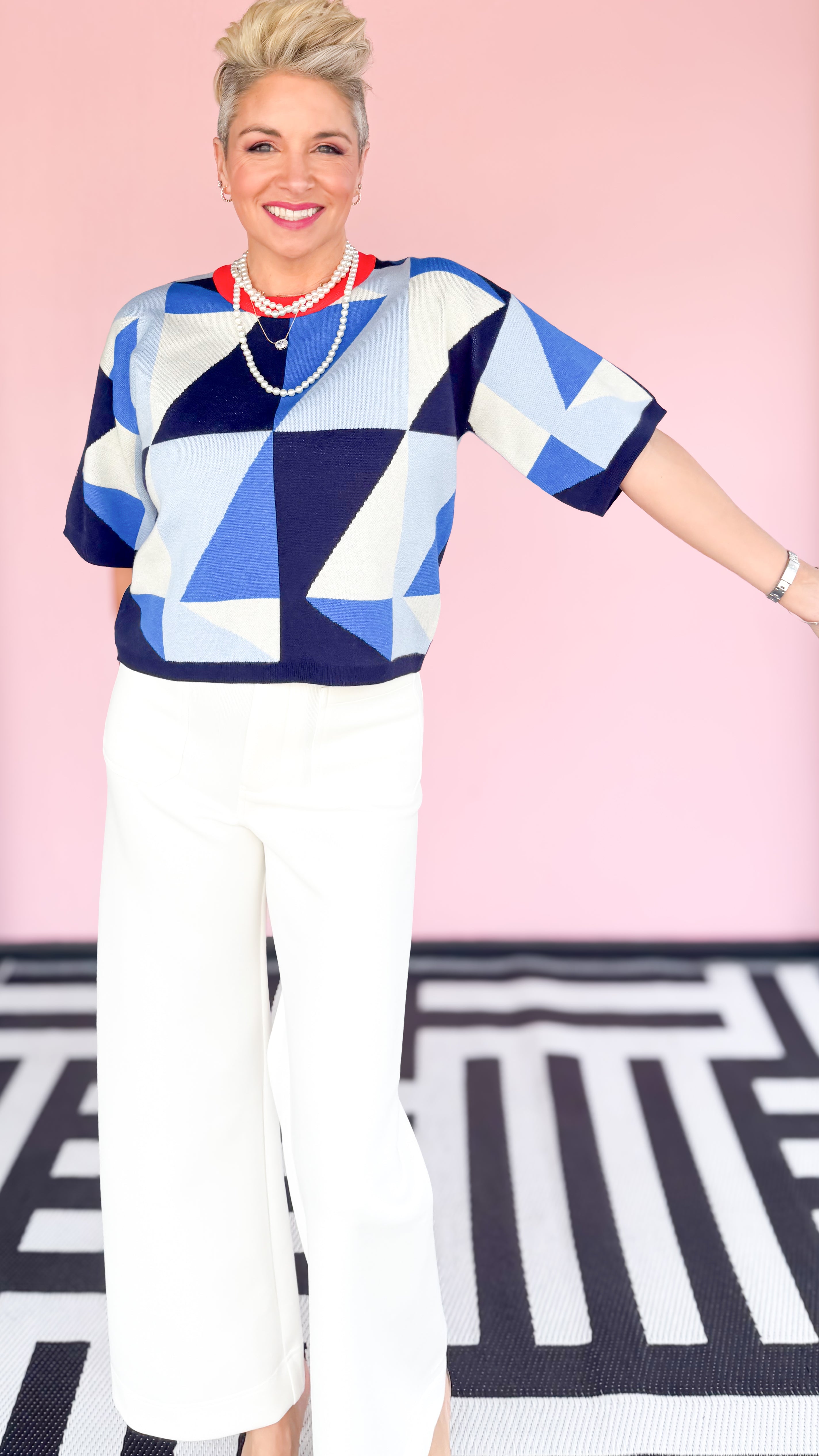 Shades of Blue Geometric SleevelessTop