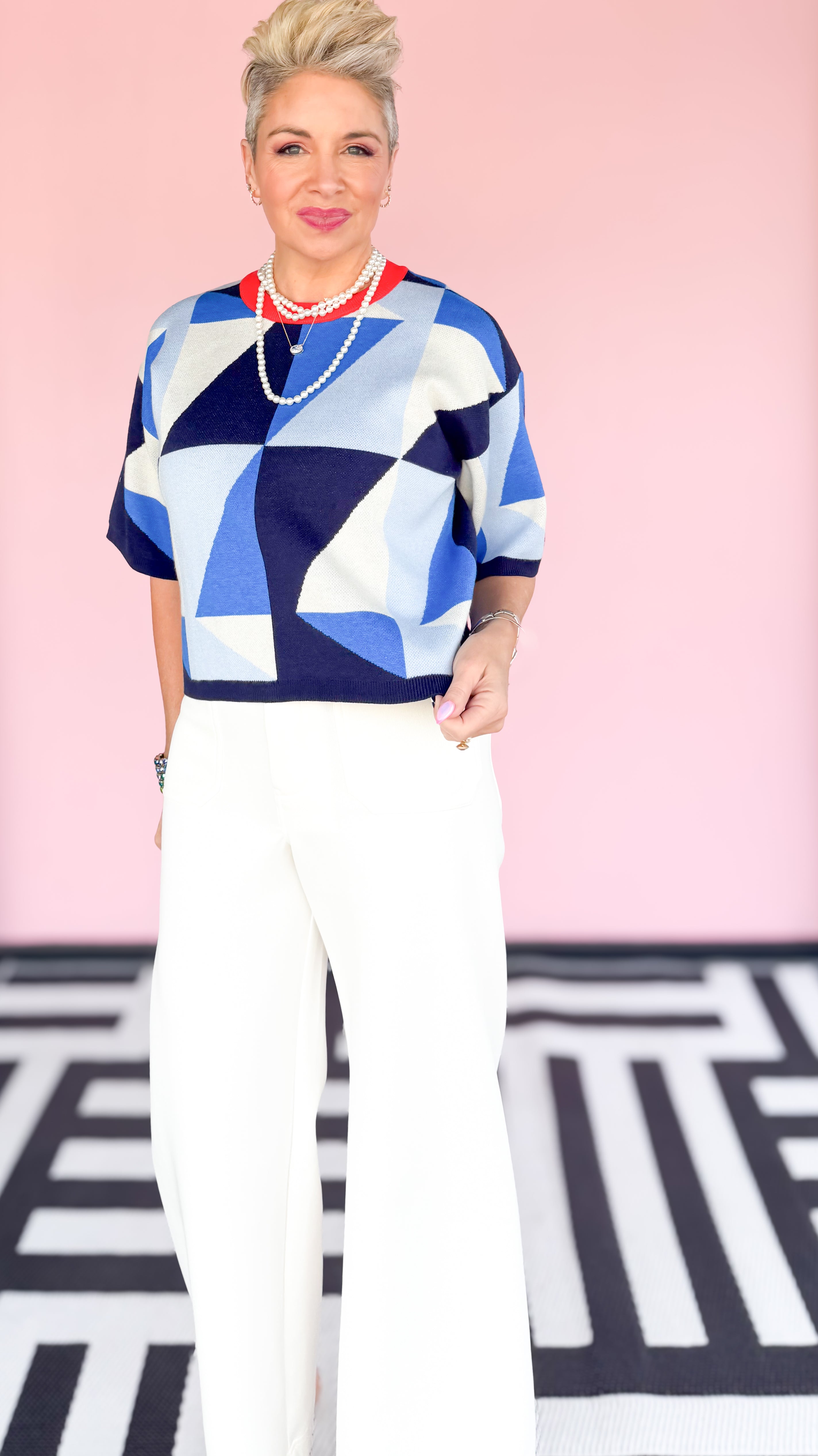 Shades of Blue Geometric SleevelessTop