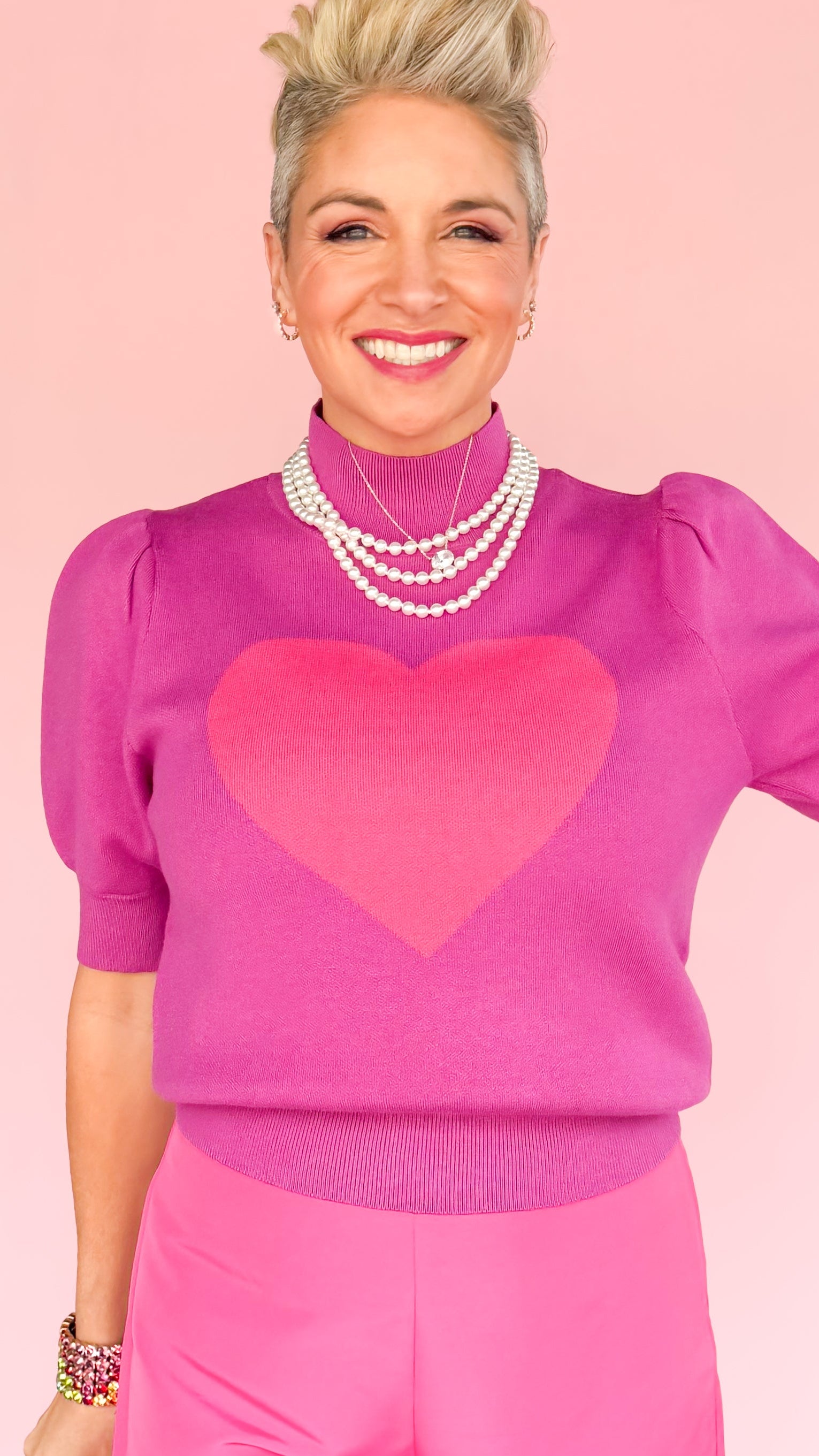 Russel Heart Puff Sleeve Sweater