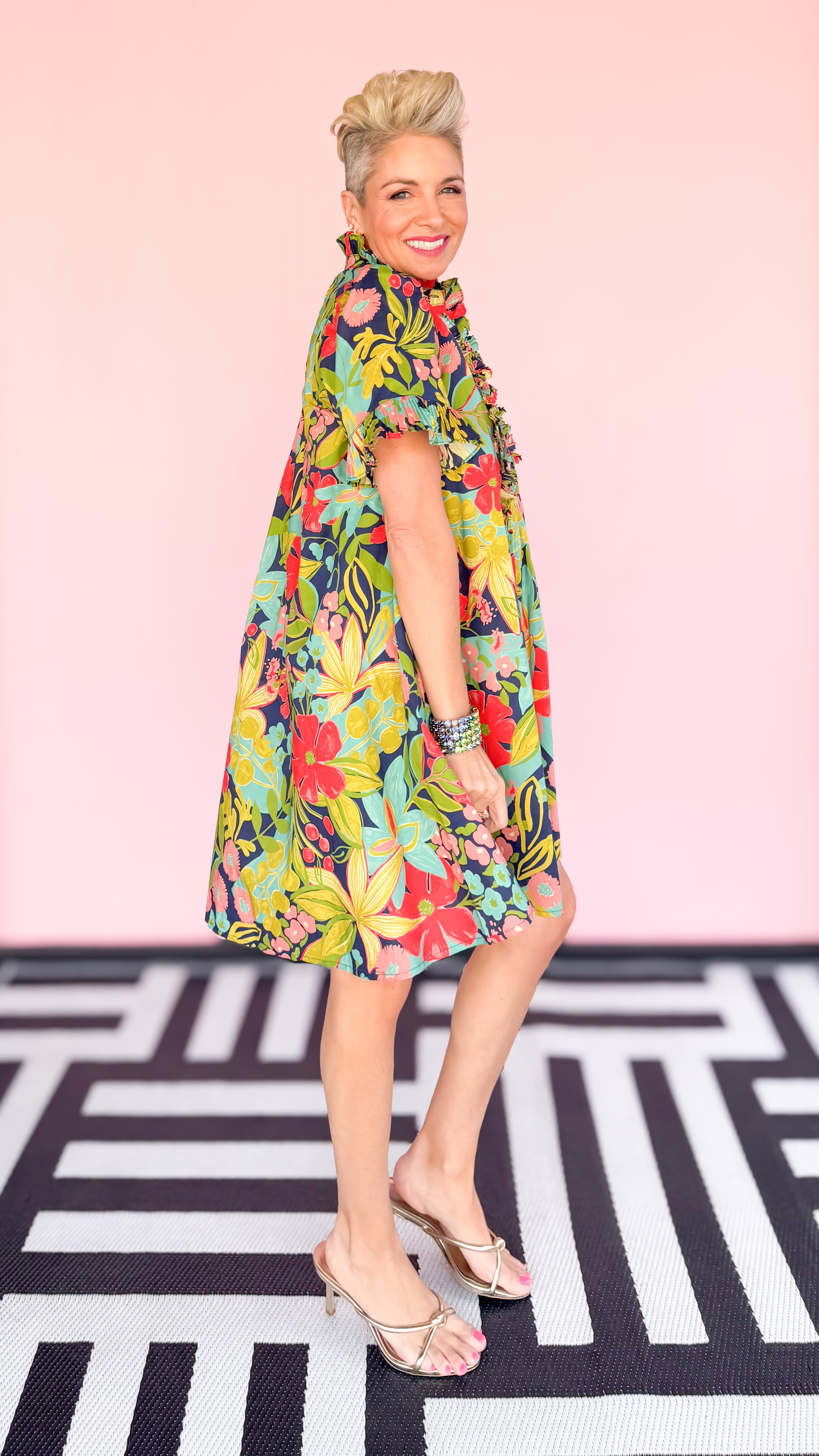 Patsy Short Floral Dress/Navy