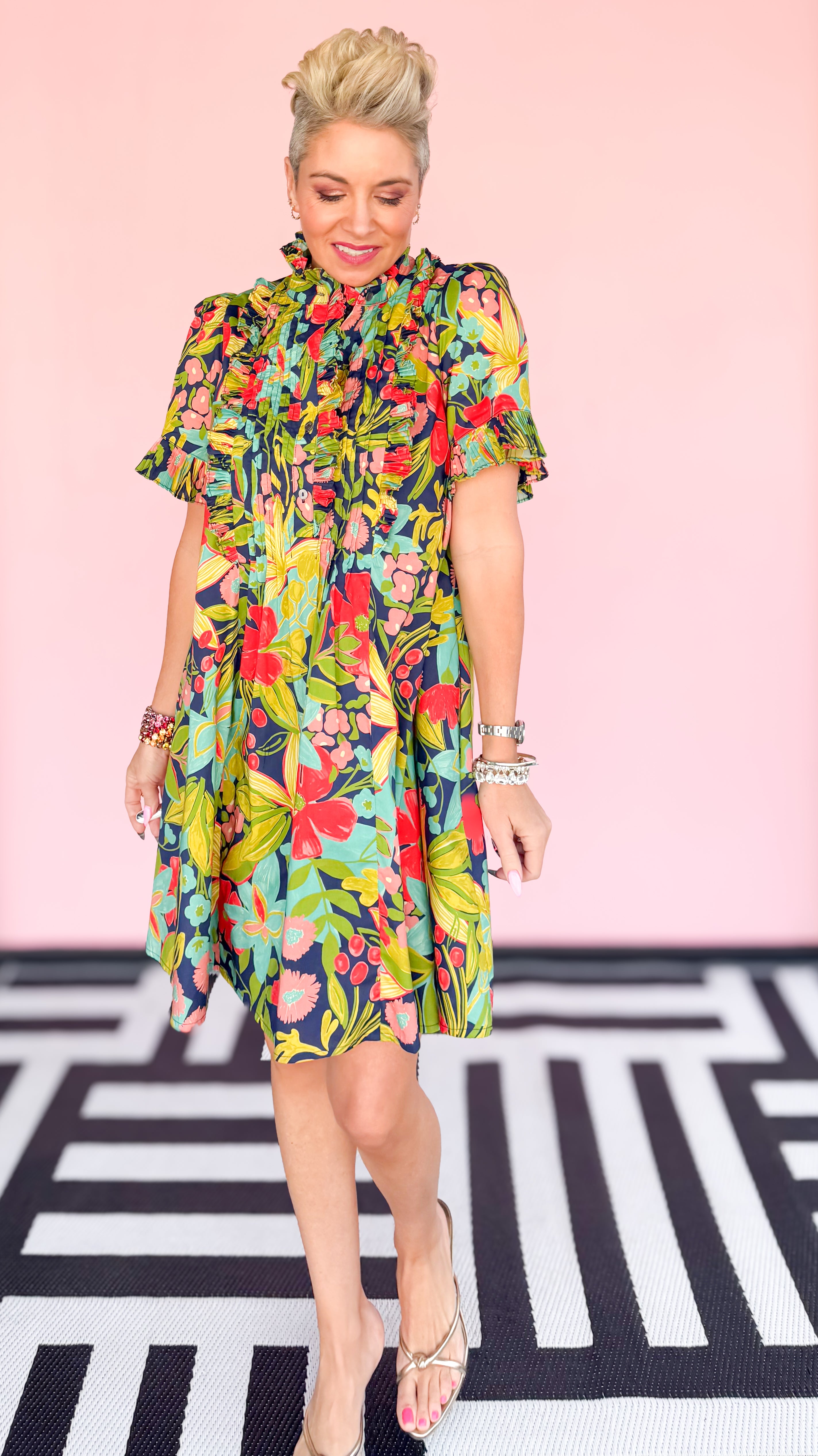 Patsy Short Floral Dress/Navy