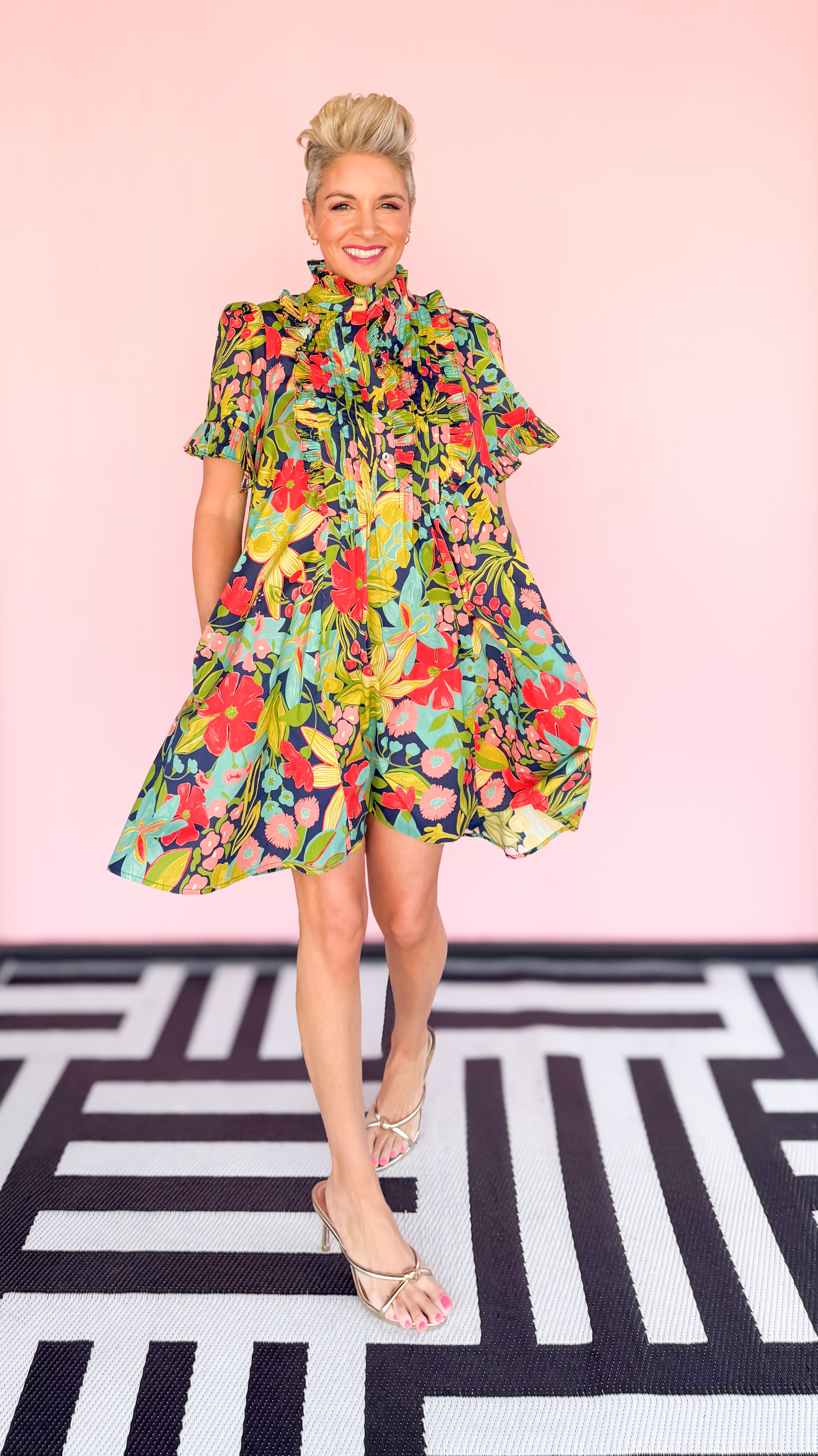 Patsy Short Floral Dress/Navy