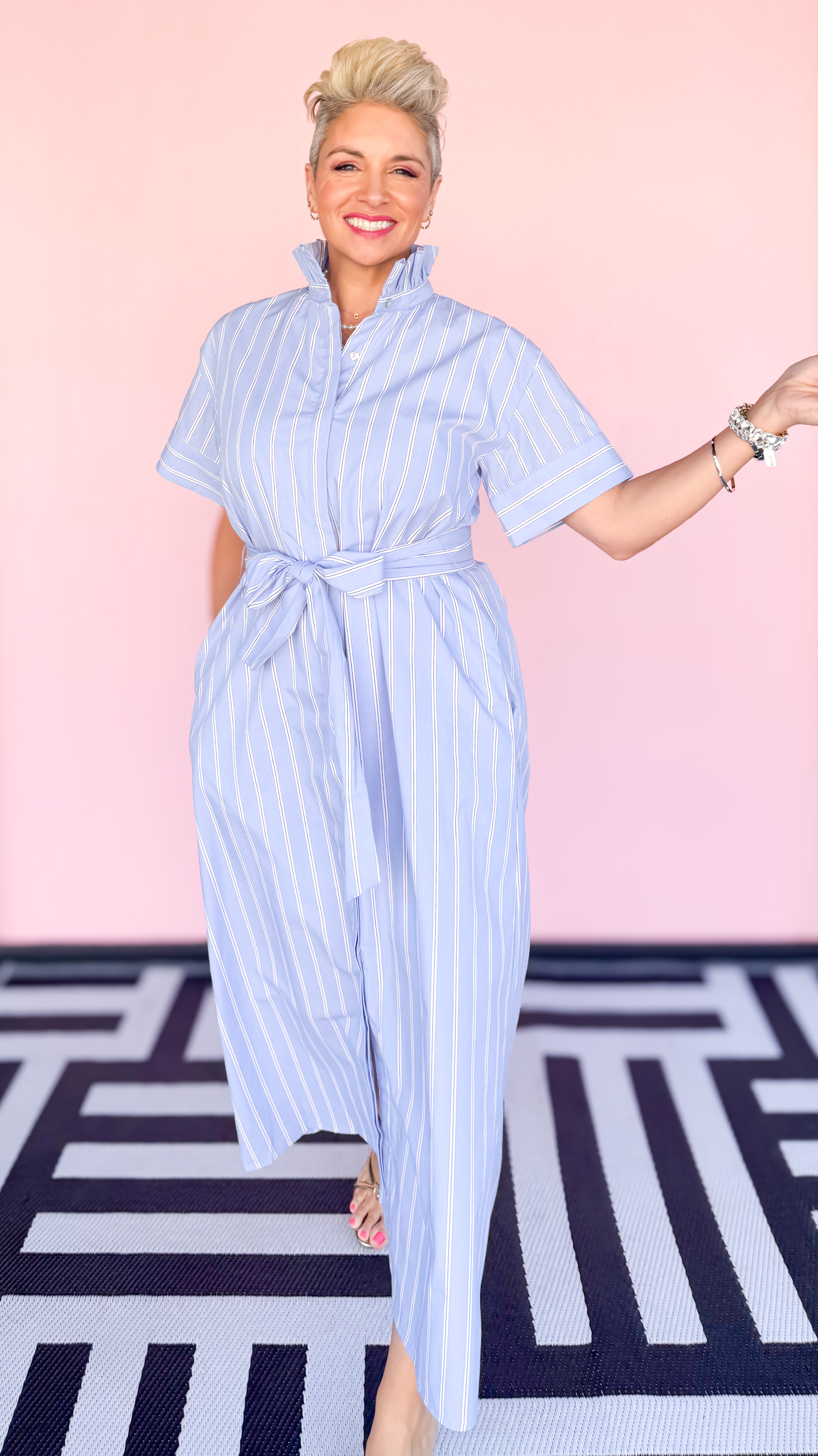 Carol Striped Midi Shirt Dress/Blue - The BLVD