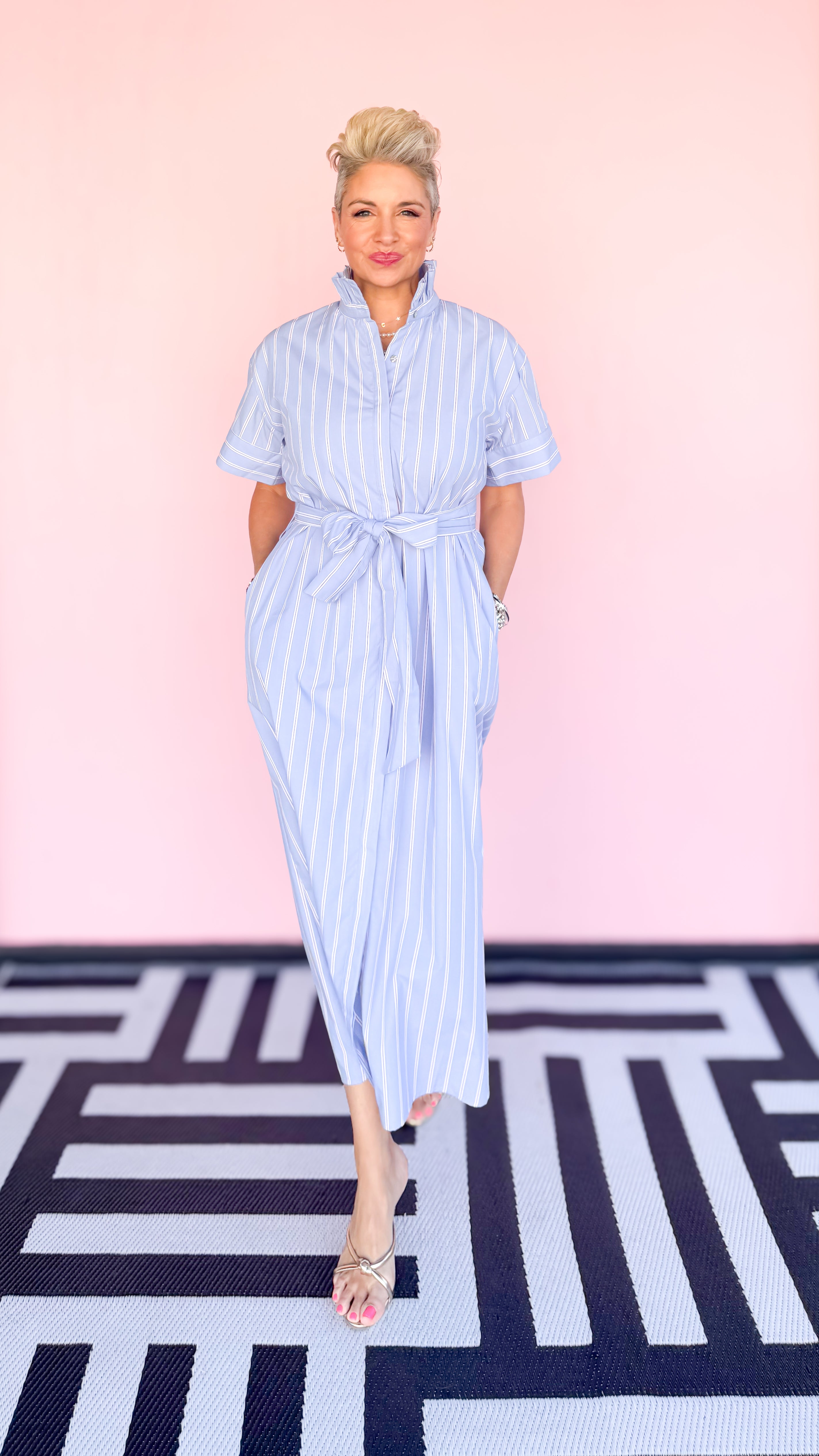 Carol Striped Midi Shirt Dress/Blue - The BLVD