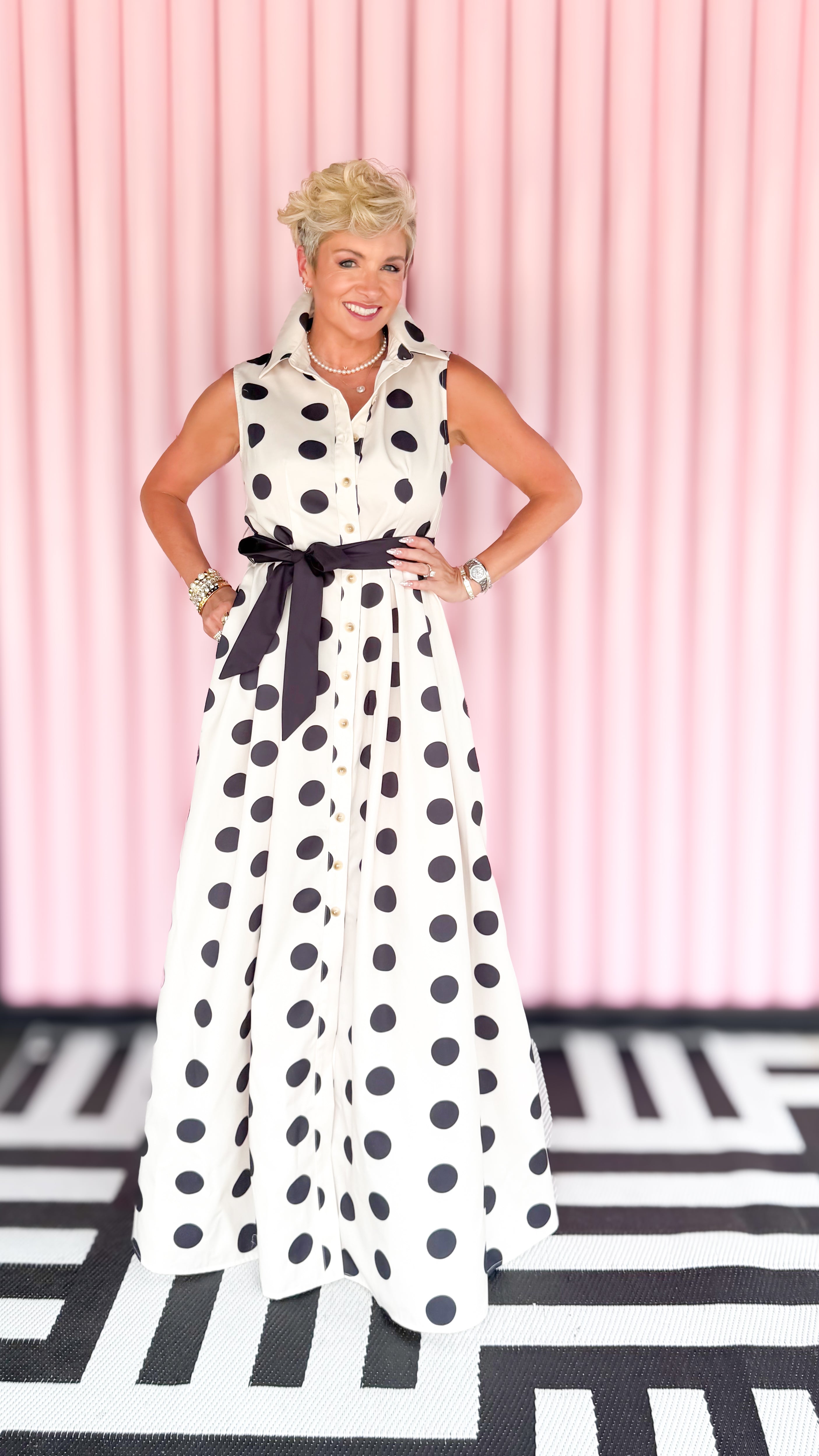 Polka Dot Belted Shirt Dress