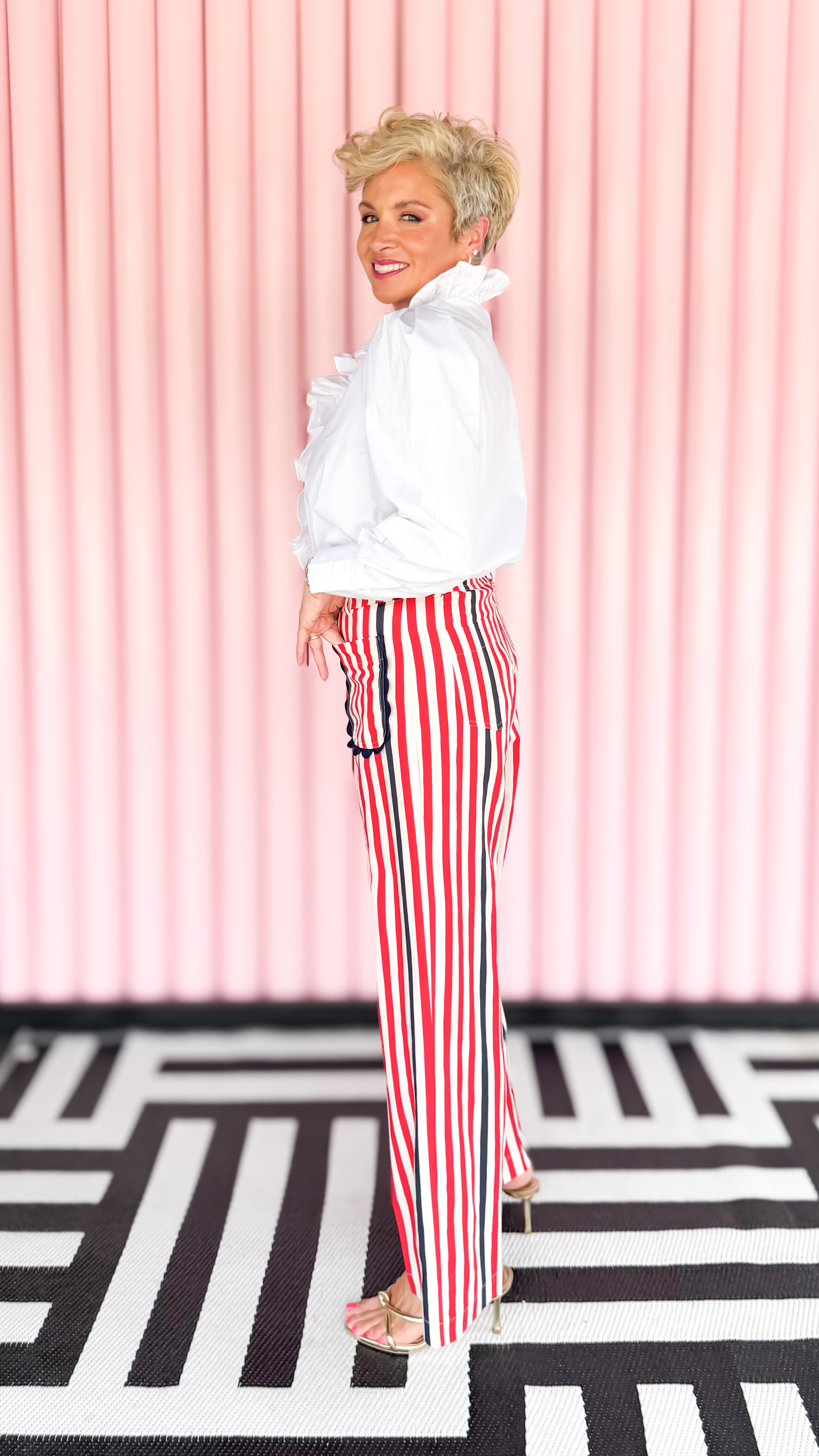 Wide Leg Striped Sailor Pants