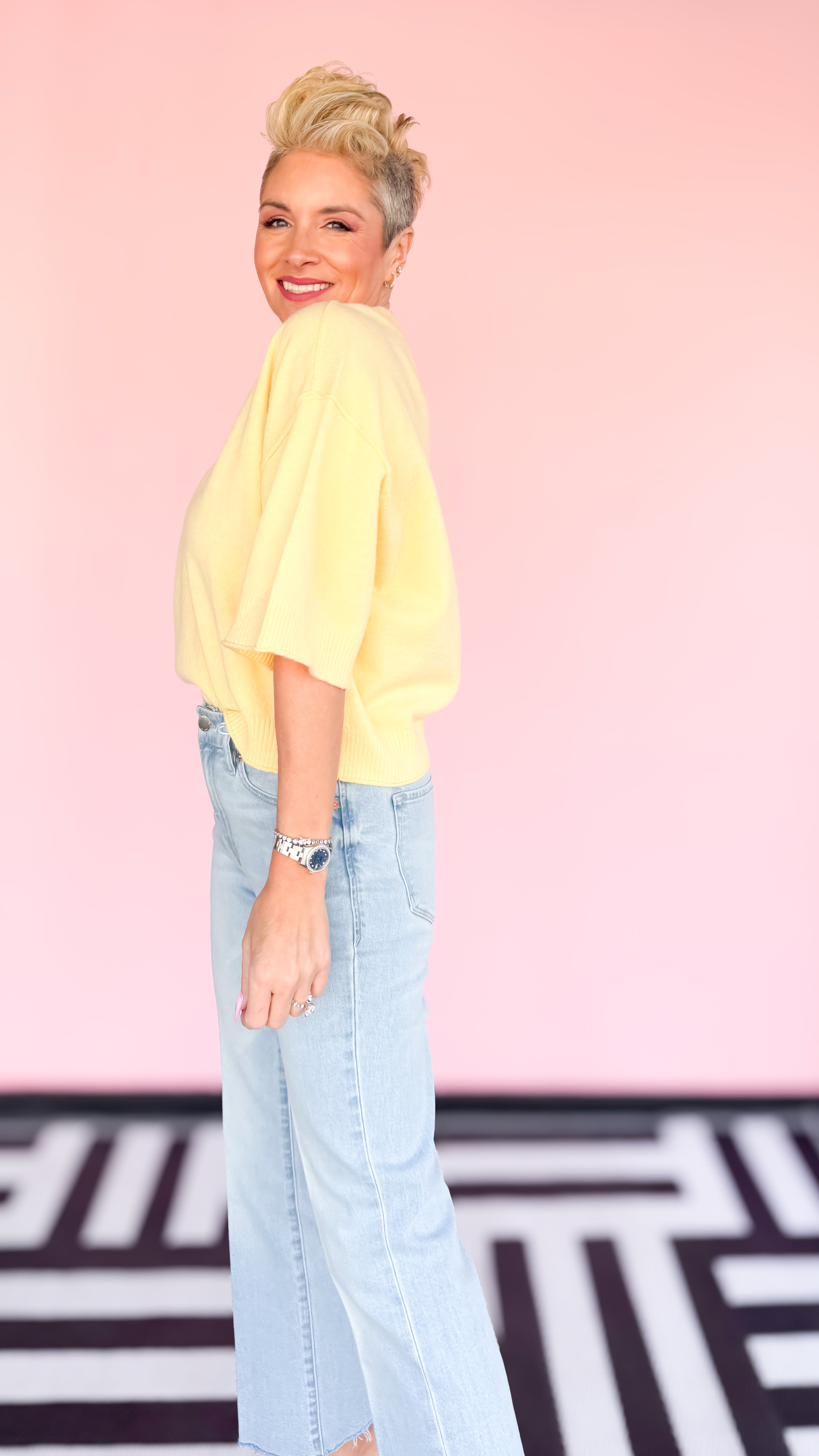 Rhonda Short Sleeve Sweater/Yellow