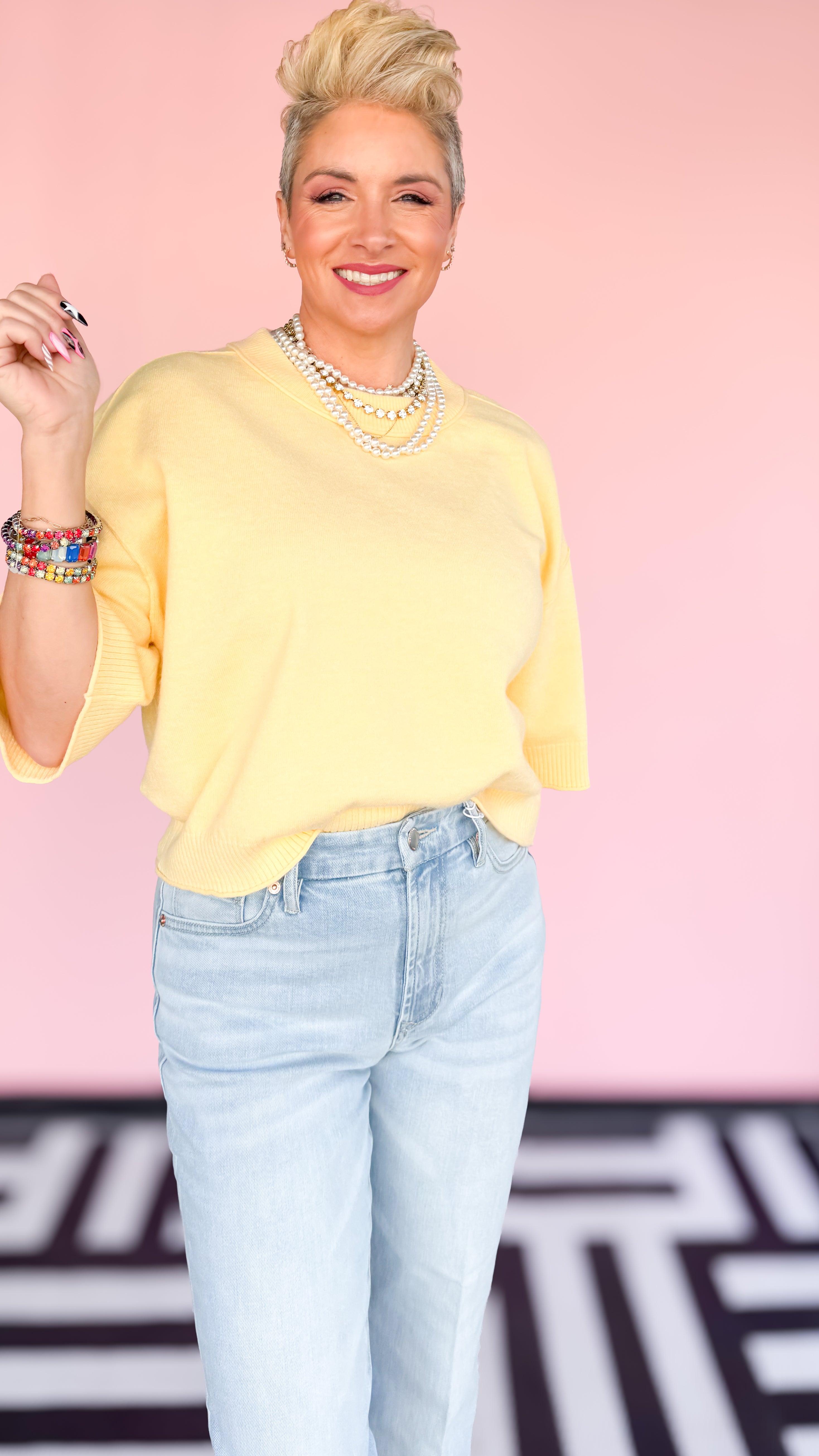 Rhonda Short Sleeve Sweater/Yellow