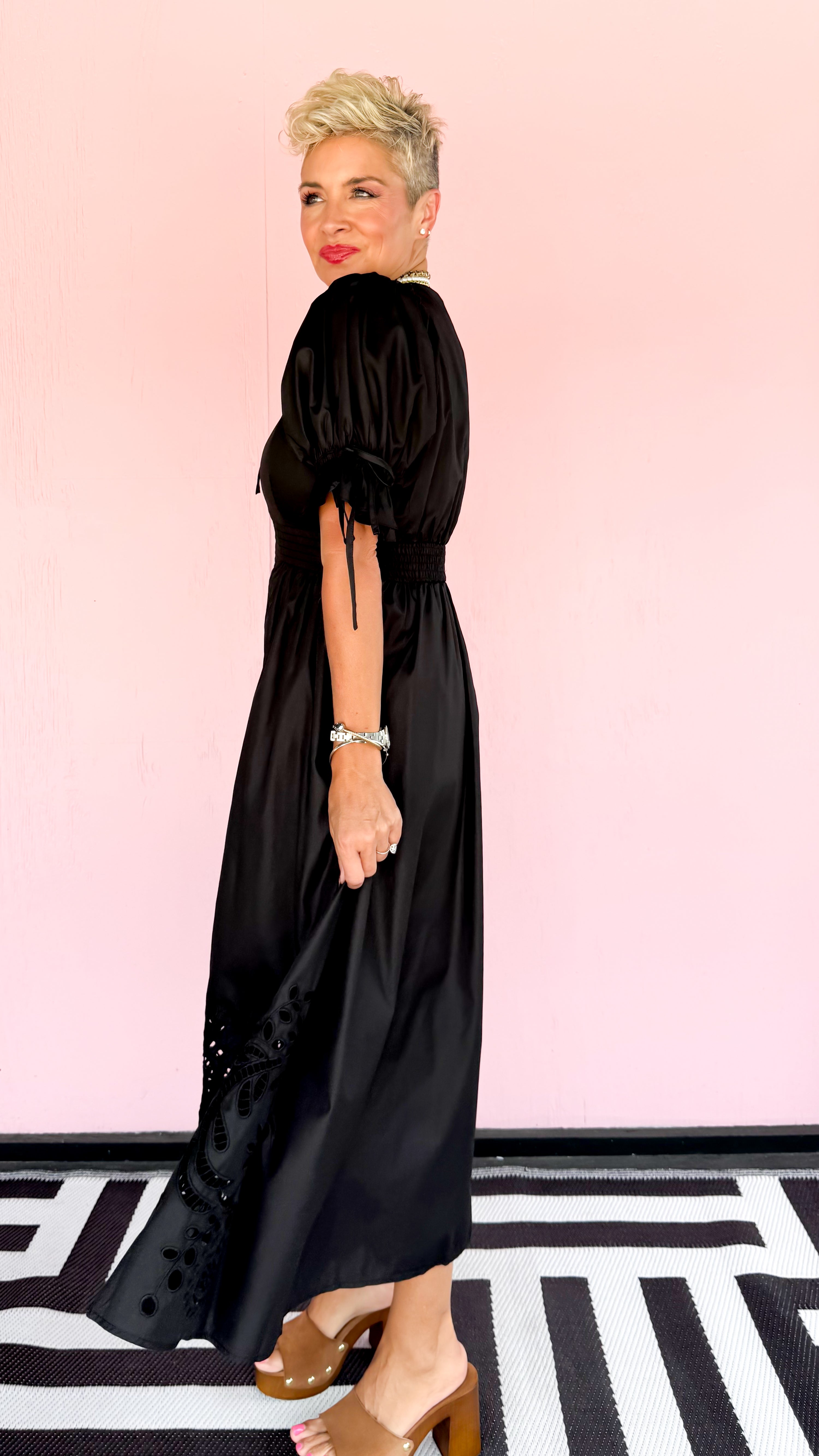 Zip Dress Eyelet Trim/Black - The BLVD