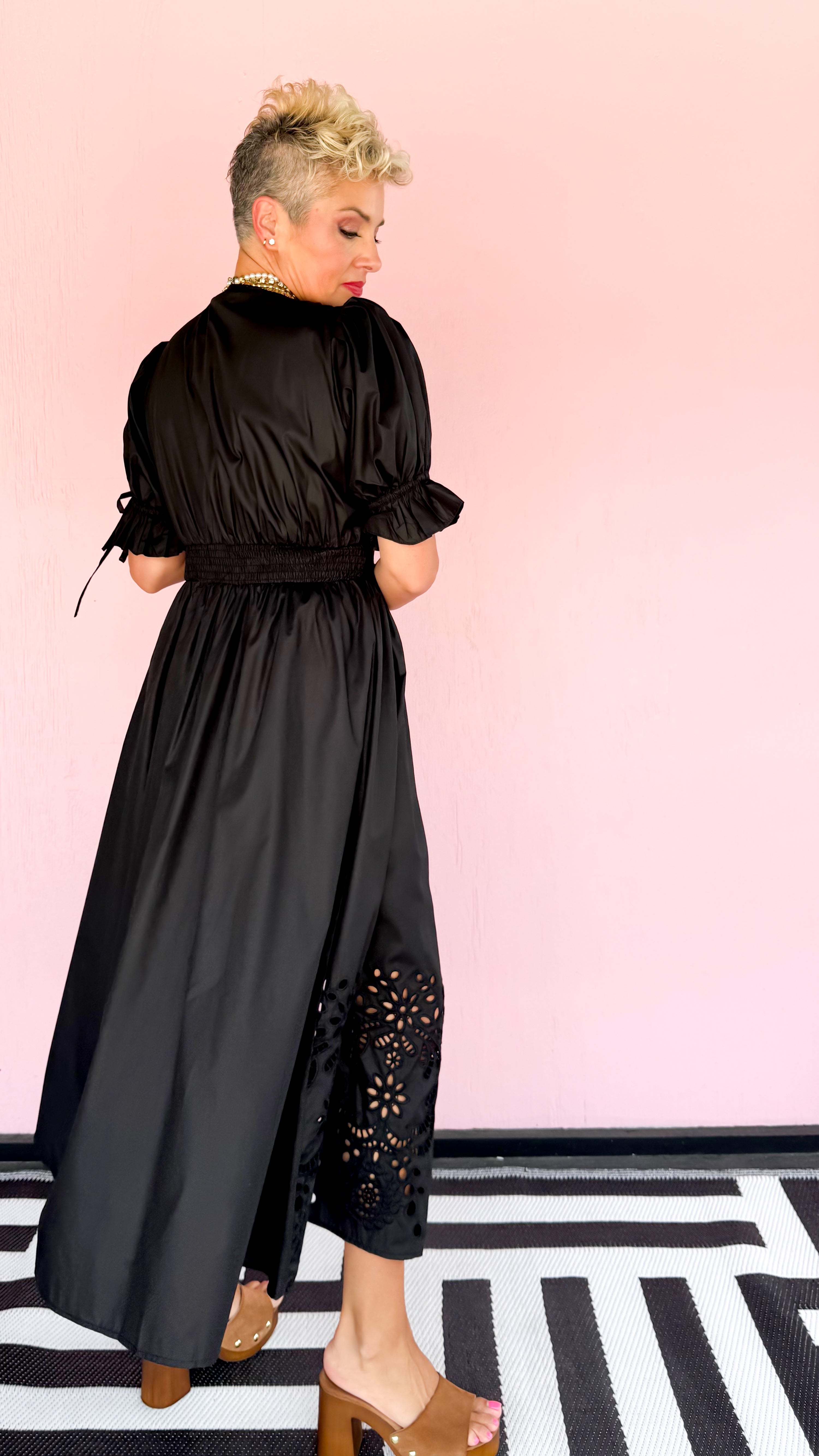 Zip Dress Eyelet Trim/Black - The BLVD