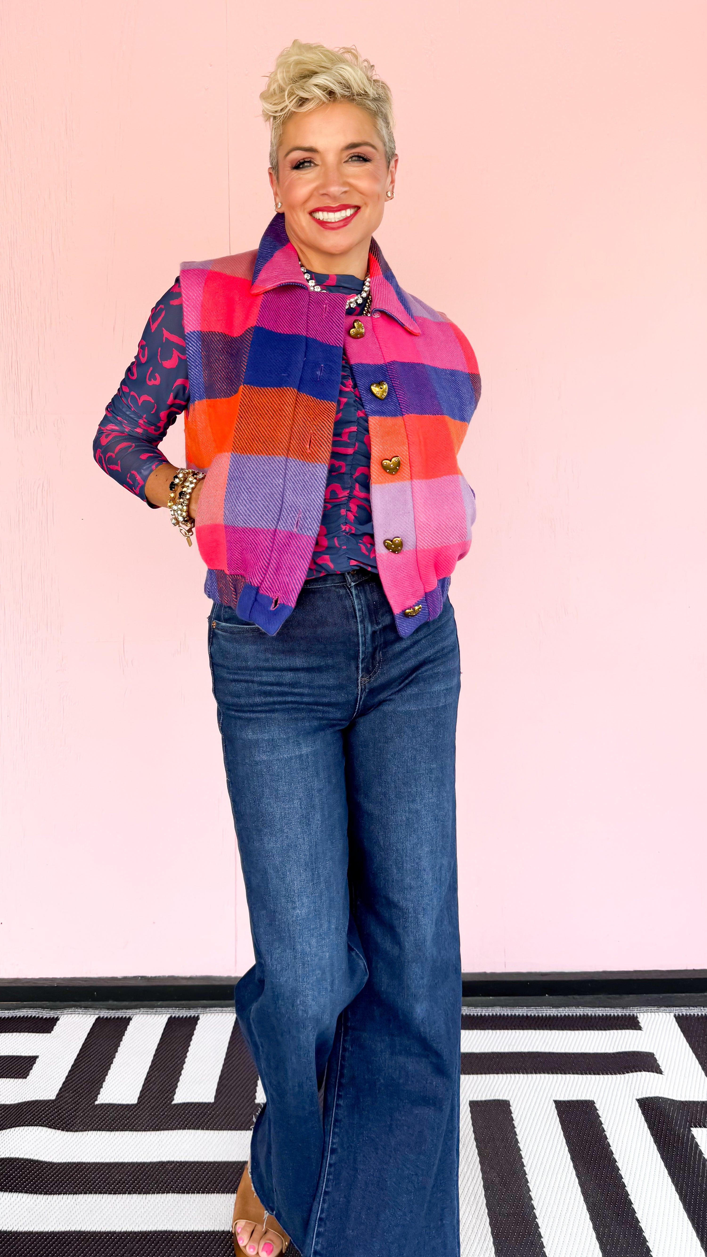 Kim Cropped Plaid Wool Vest/Multi - The BLVD
