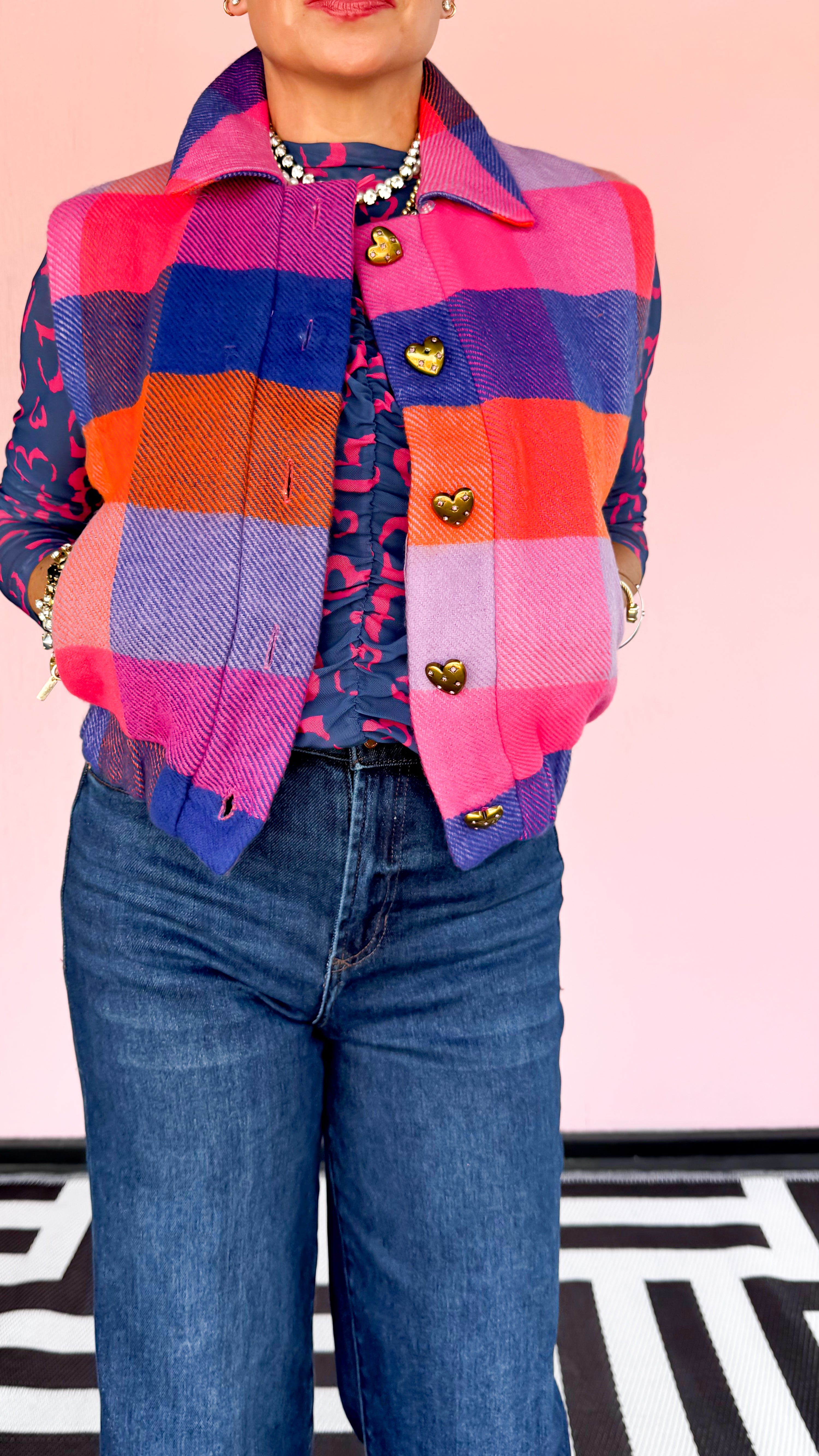 Kim Cropped Plaid Wool Vest/Multi - The BLVD