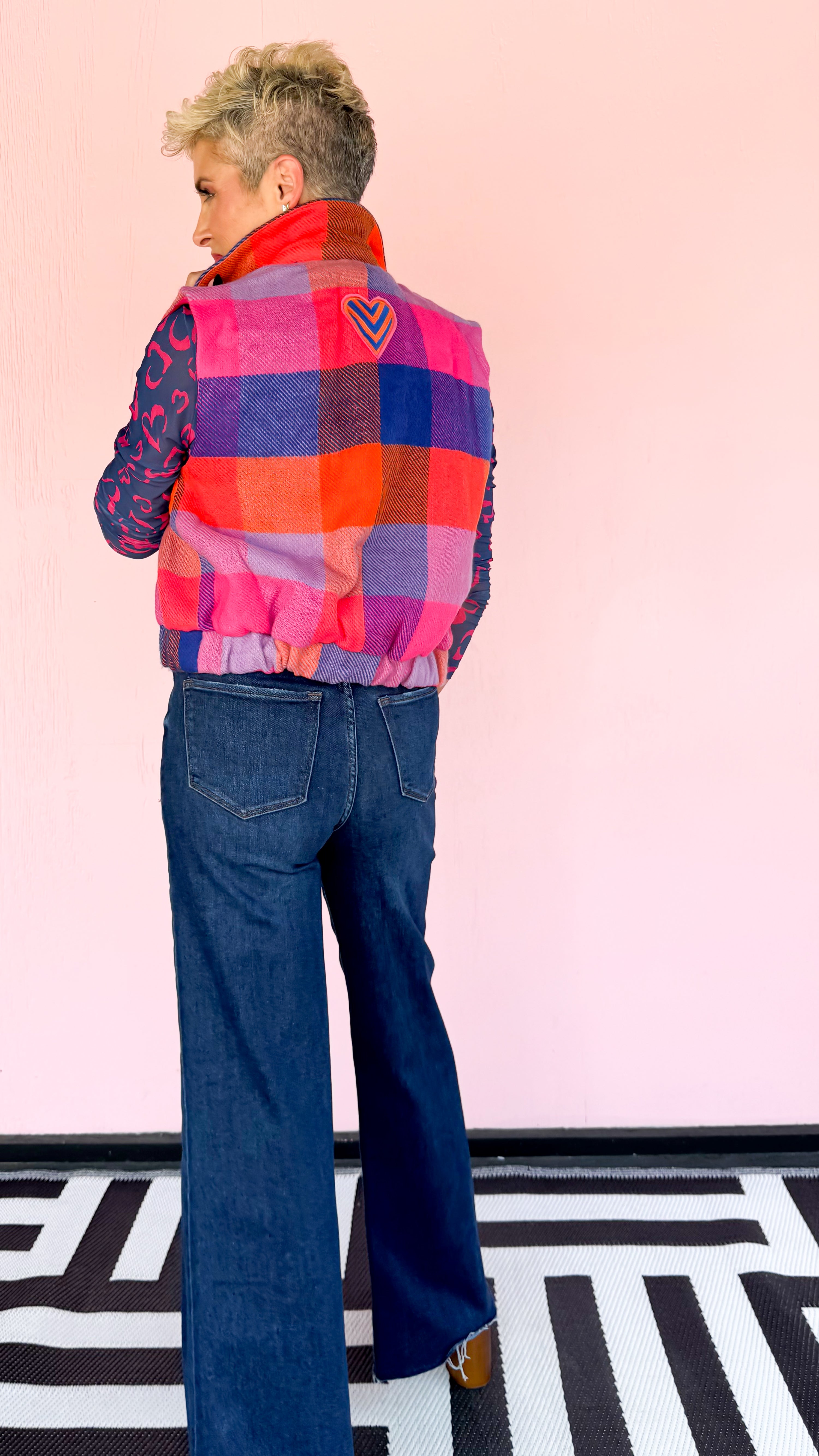 Kim Cropped Plaid Wool Vest/Multi - The BLVD