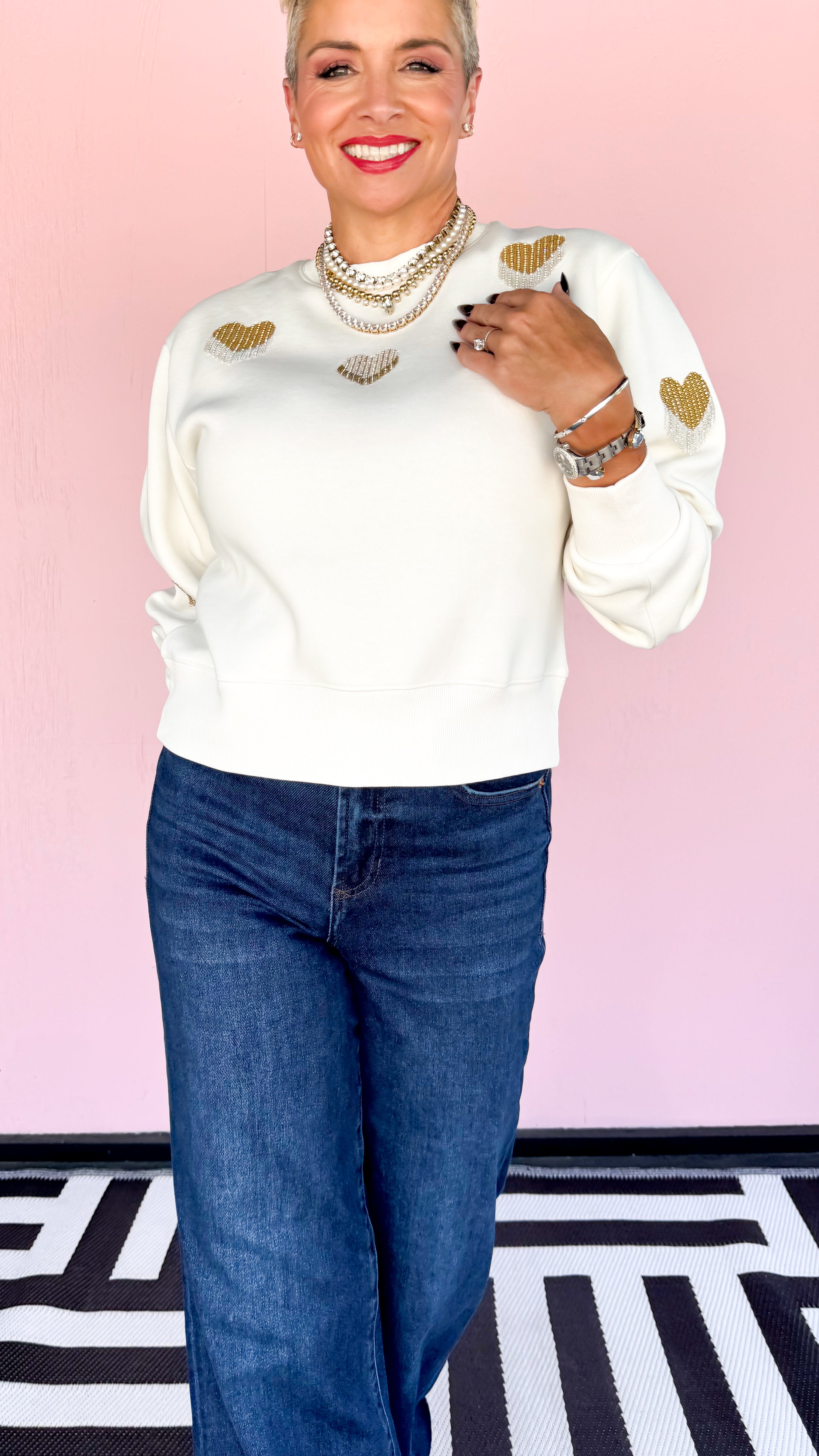 Gigi Tassle Heart Sweatshirt/Cream - The BLVD