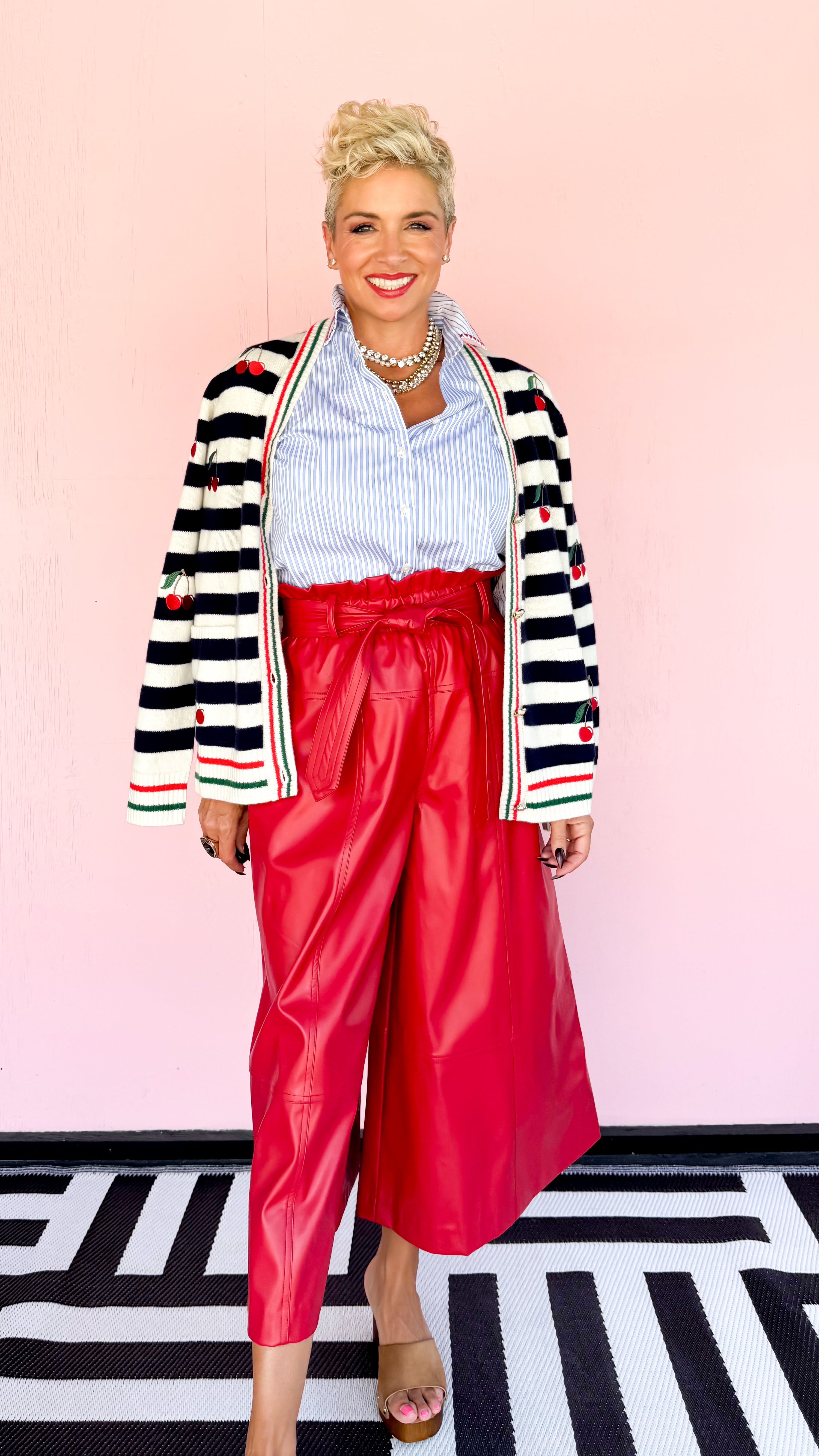 Striped Embroidered Cherry Sweater - The BLVD