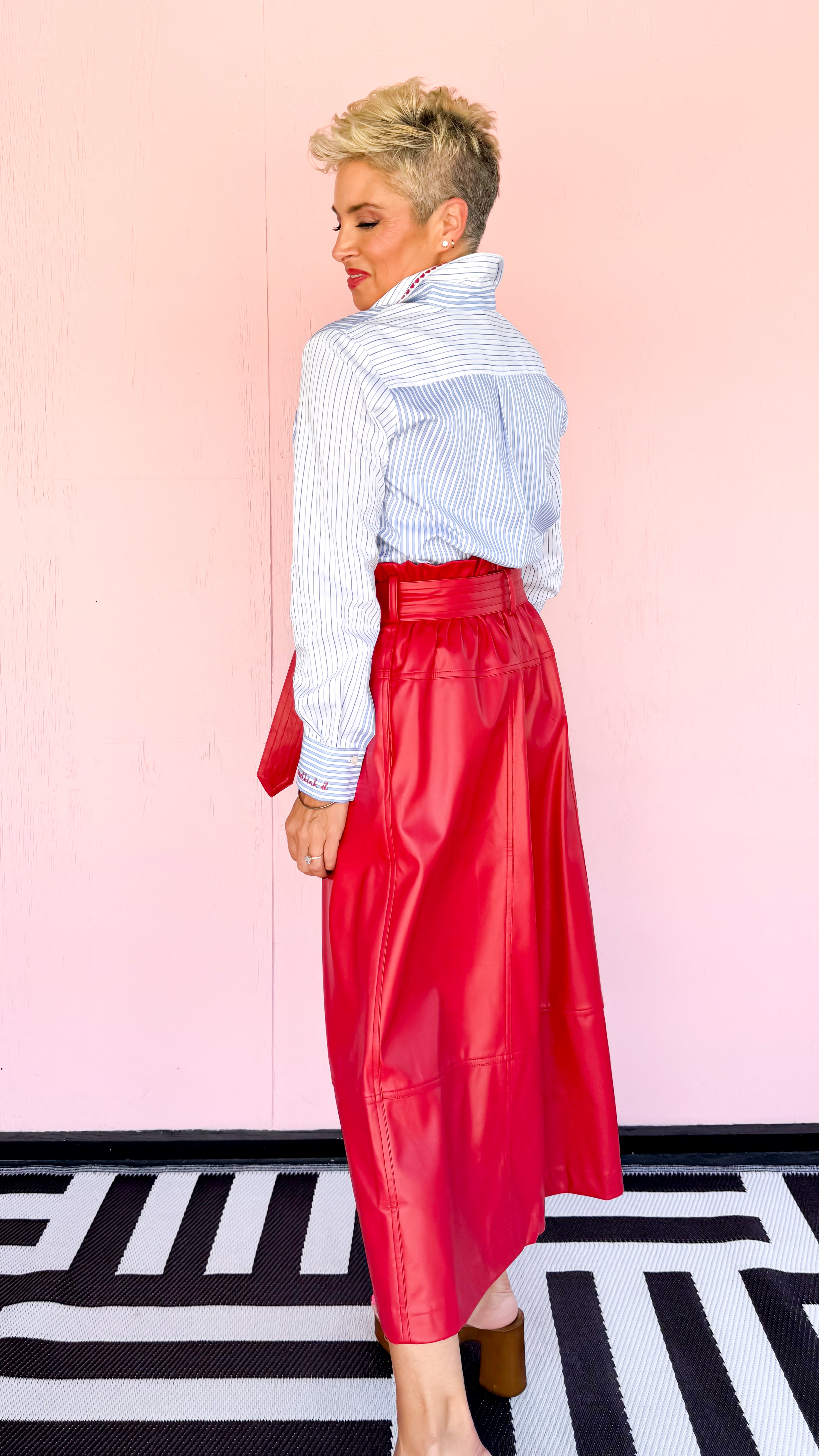 Heart Trimmed Striped Top - The BLVD