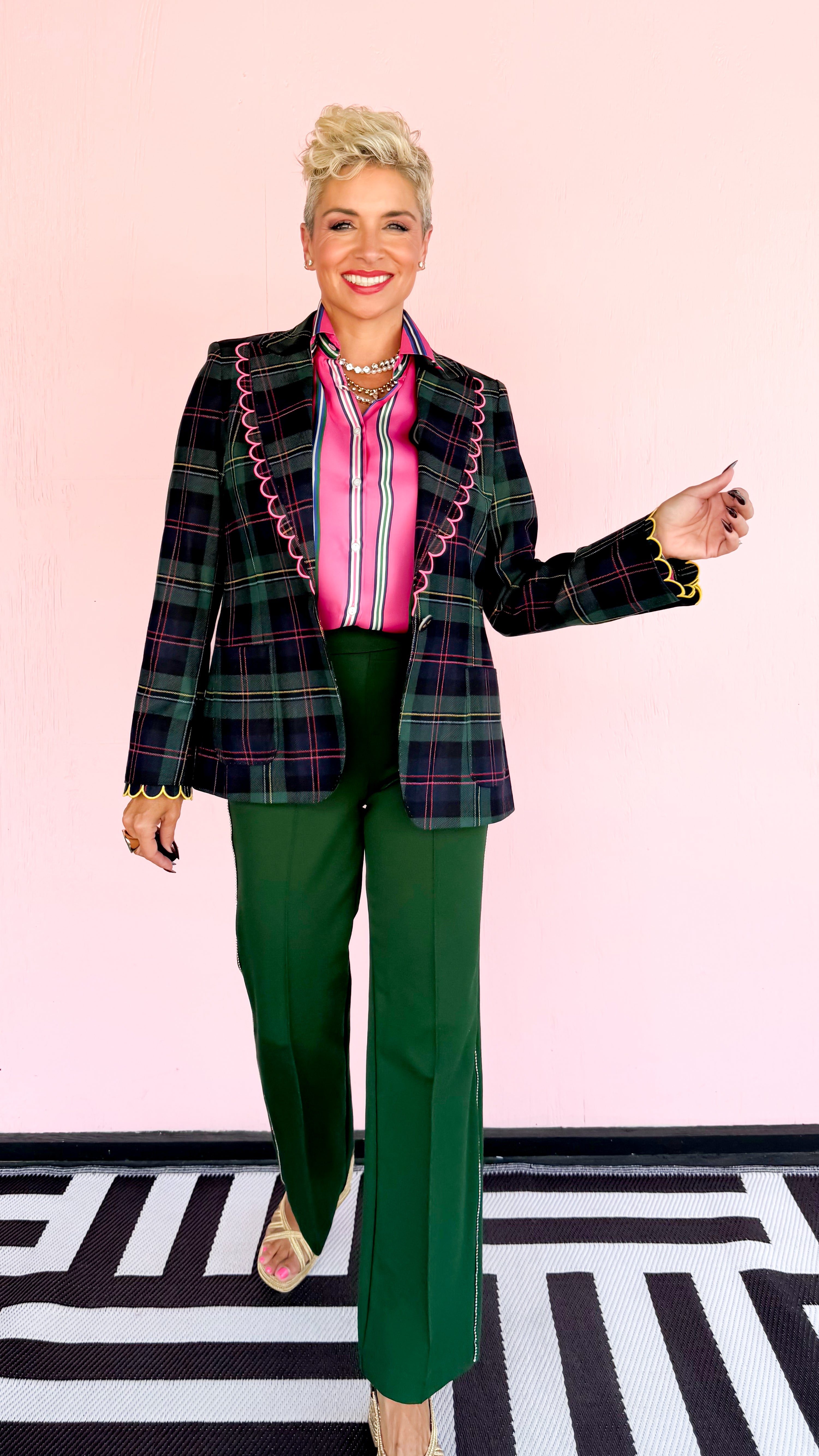 Plaid Blazer Scalloped Edge - The BLVD