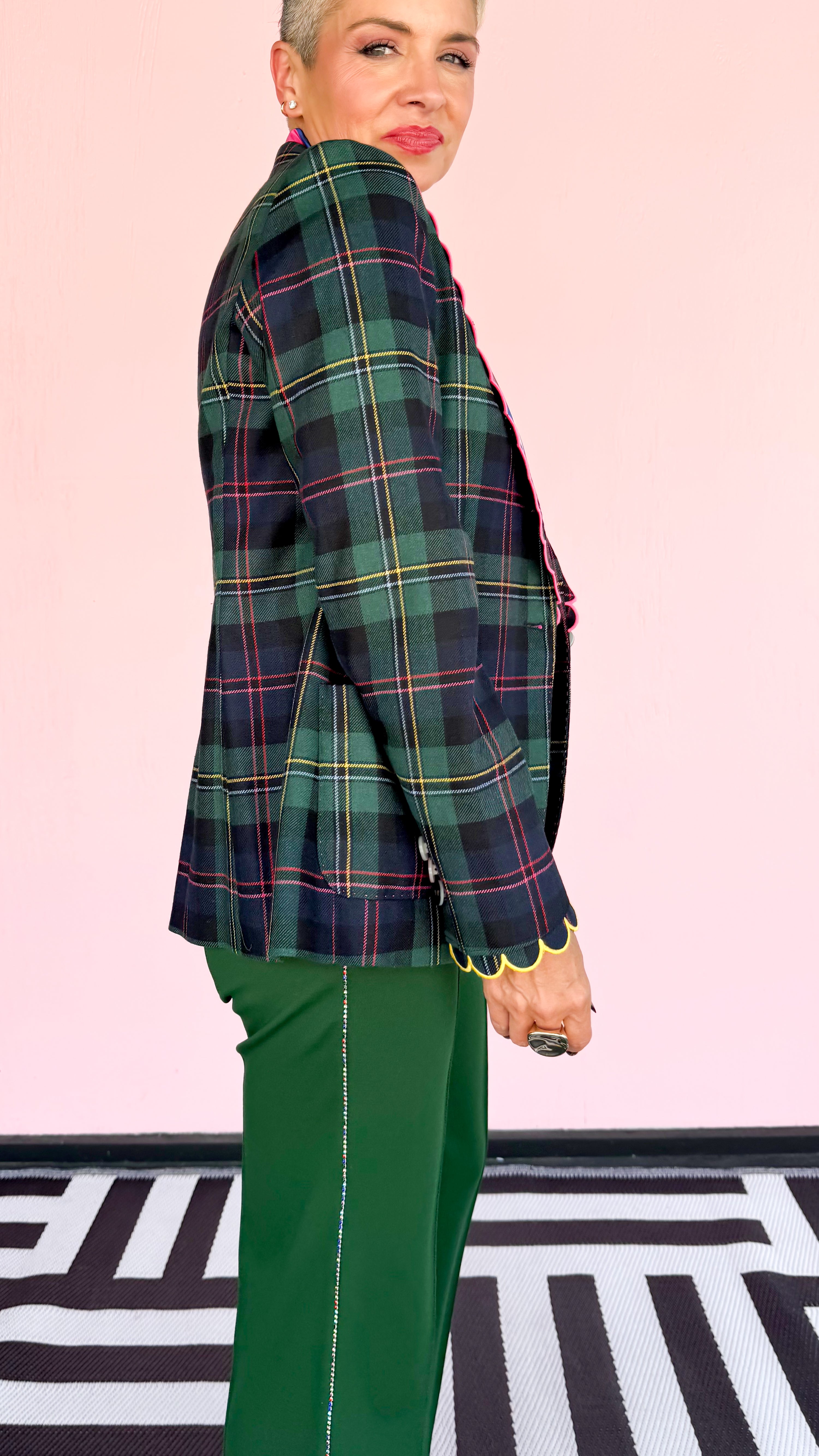 Plaid Blazer Scalloped Edge - The BLVD