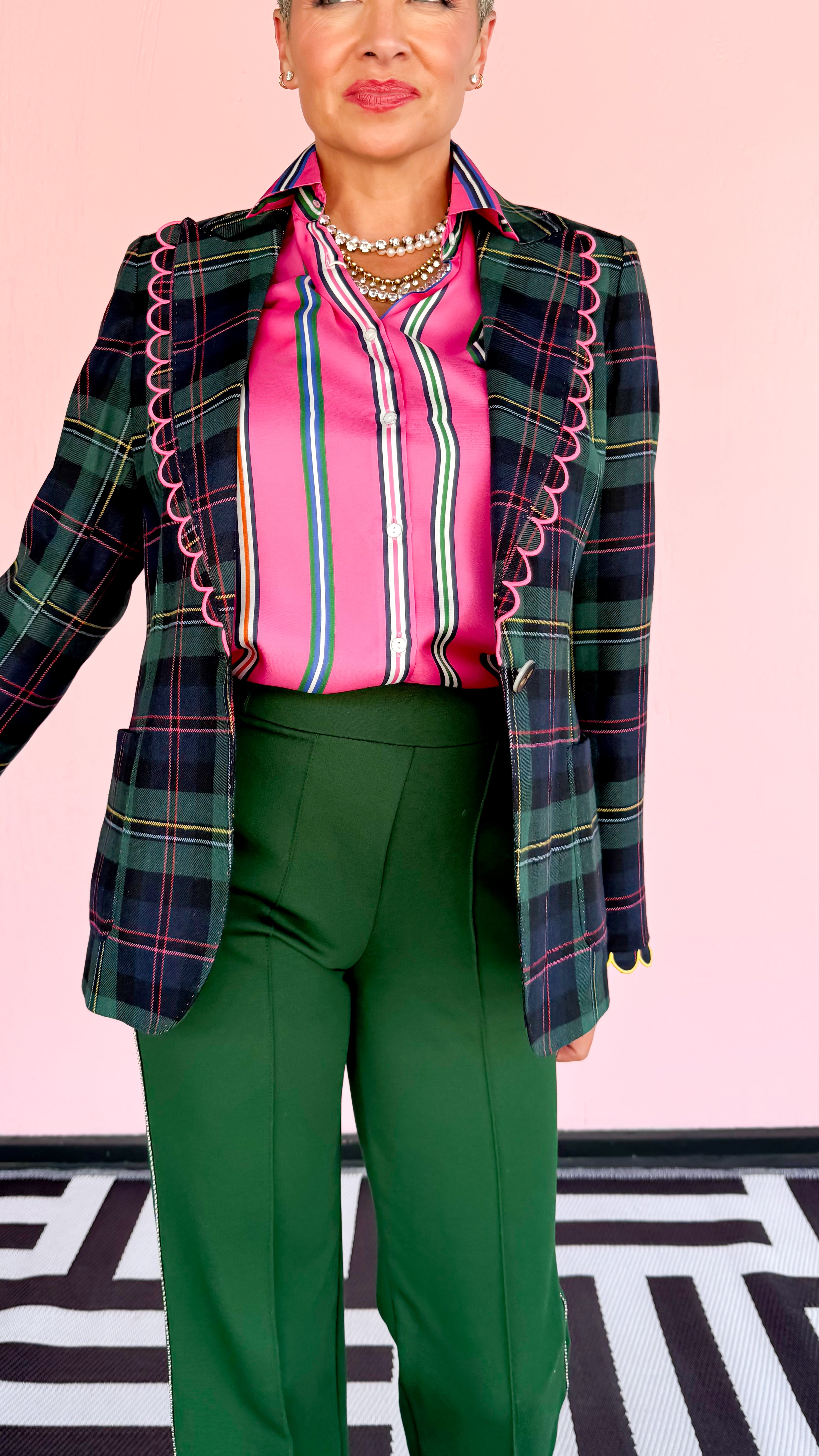 Plaid Blazer Scalloped Edge - The BLVD