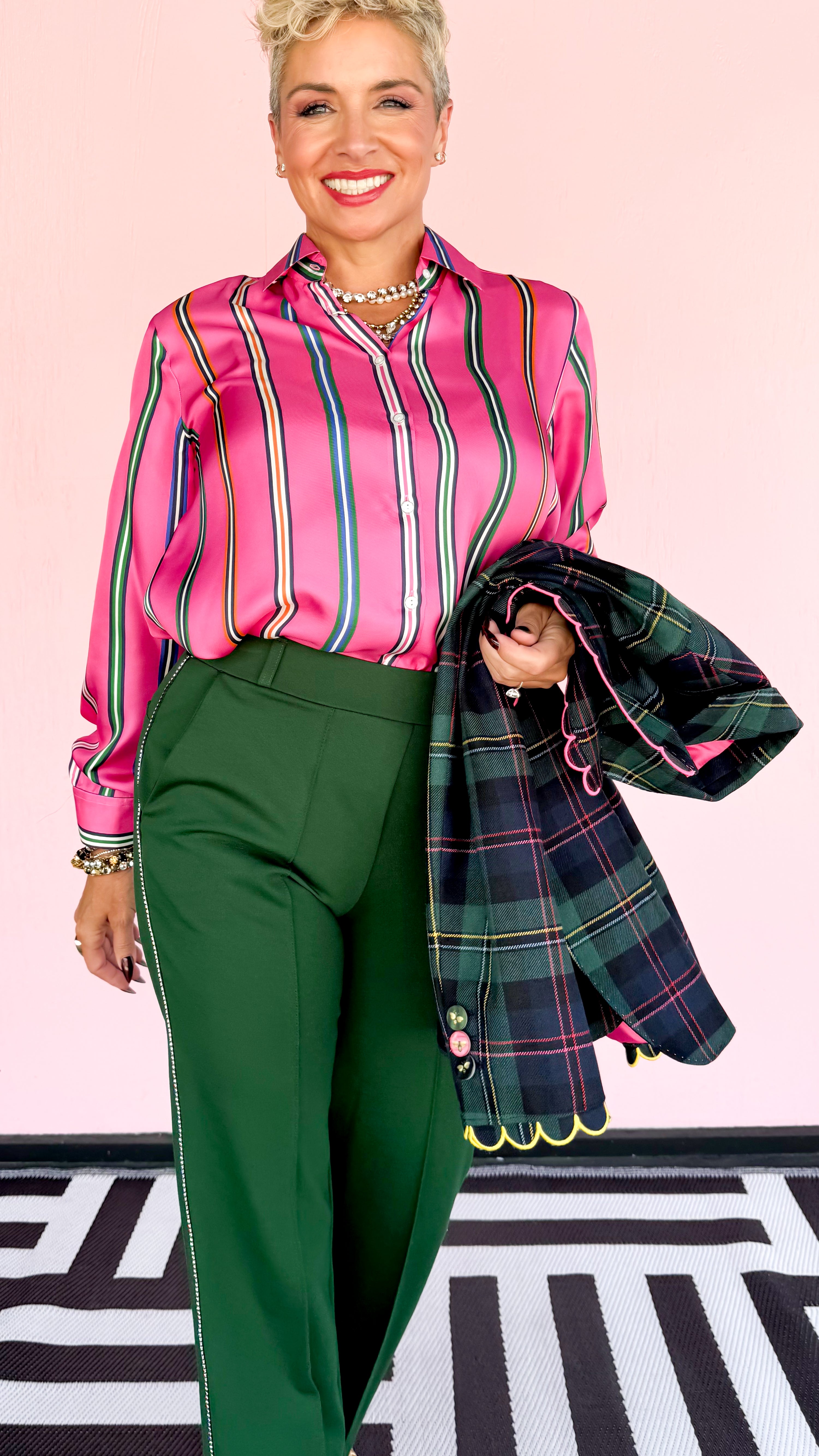 Roya Striped Top/Hot Pink - The BLVD
