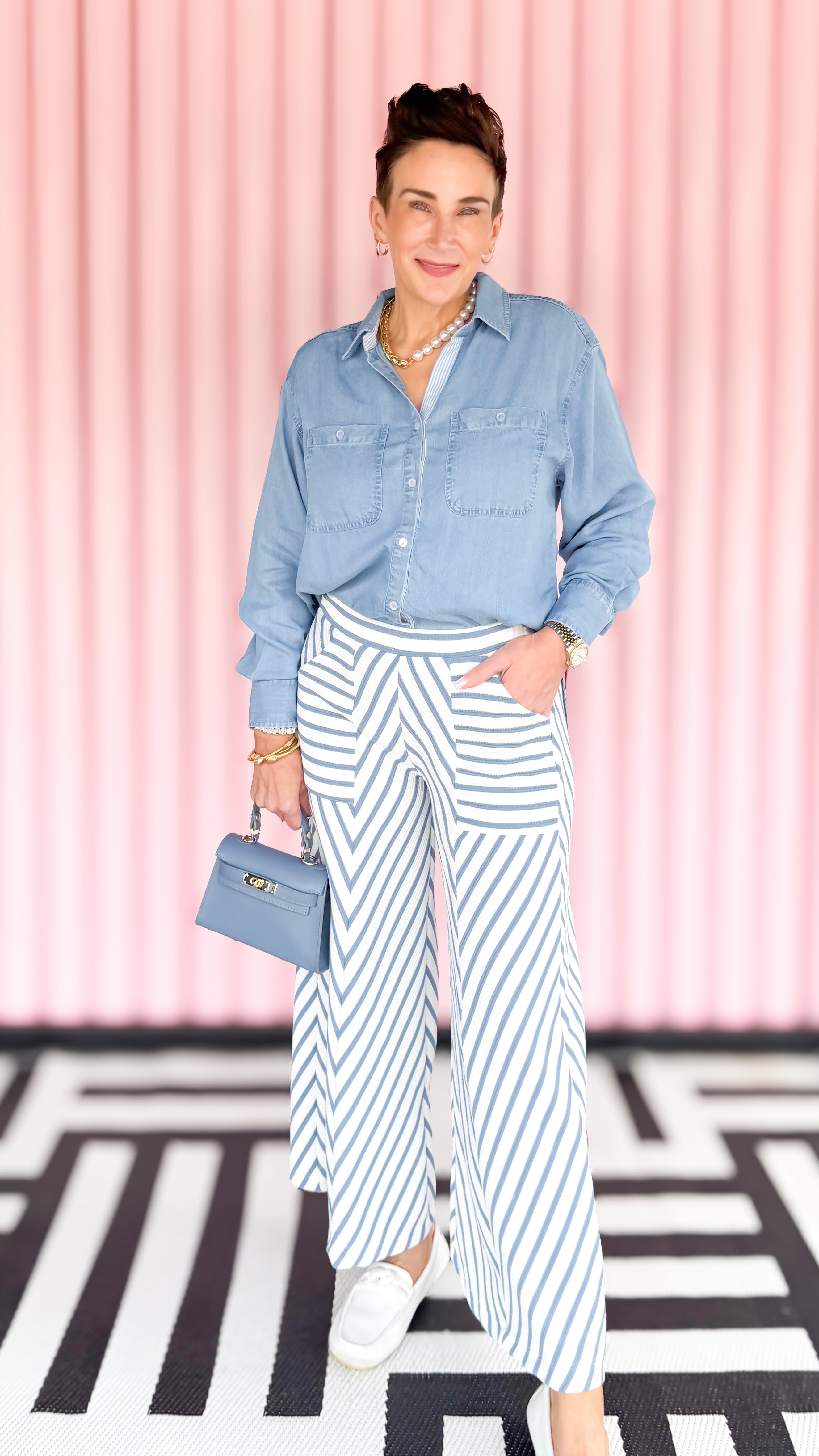Washed Tencel Button Down Top/Blue