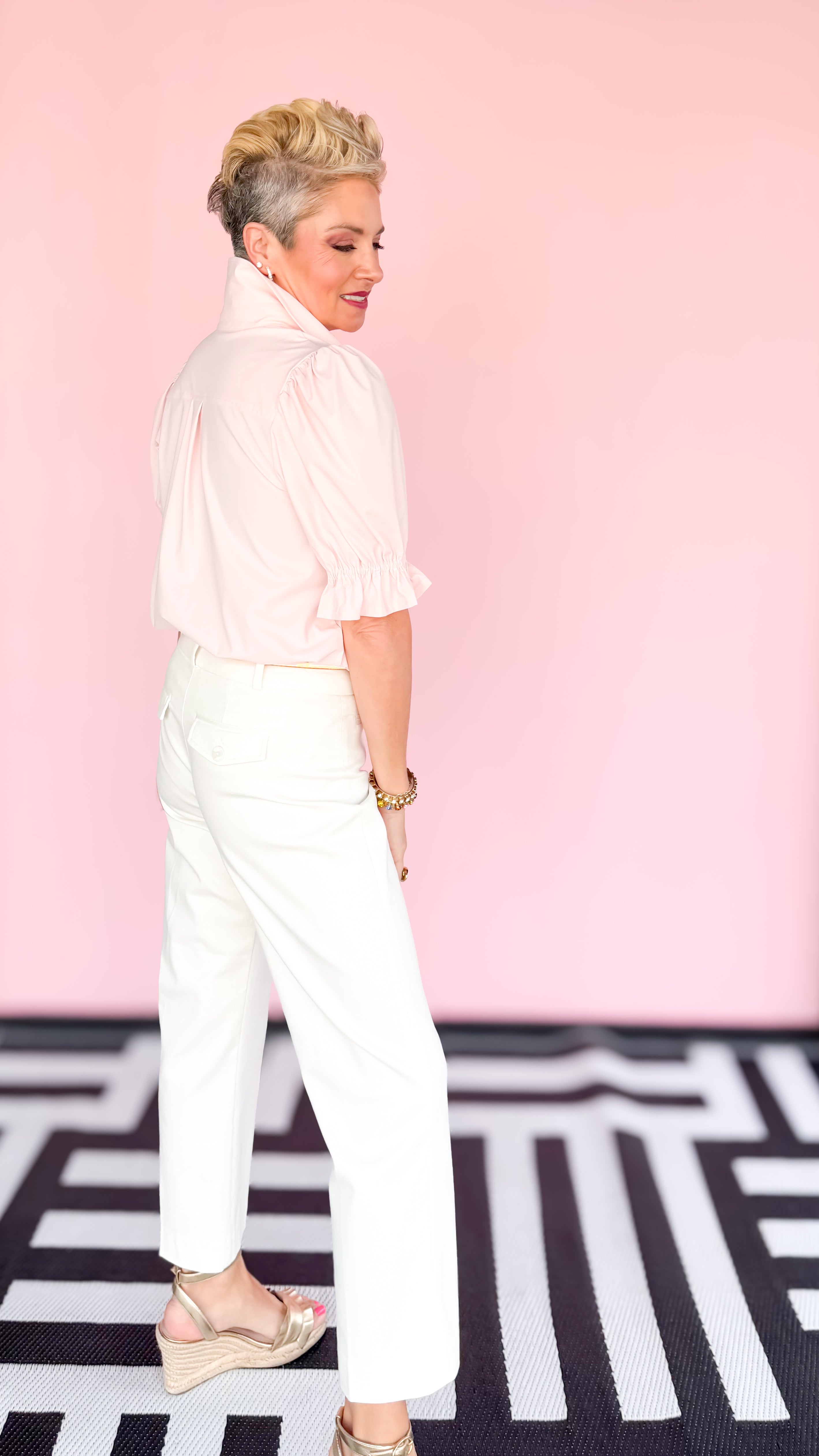 Welt Pocket Cropped Pants/Cream