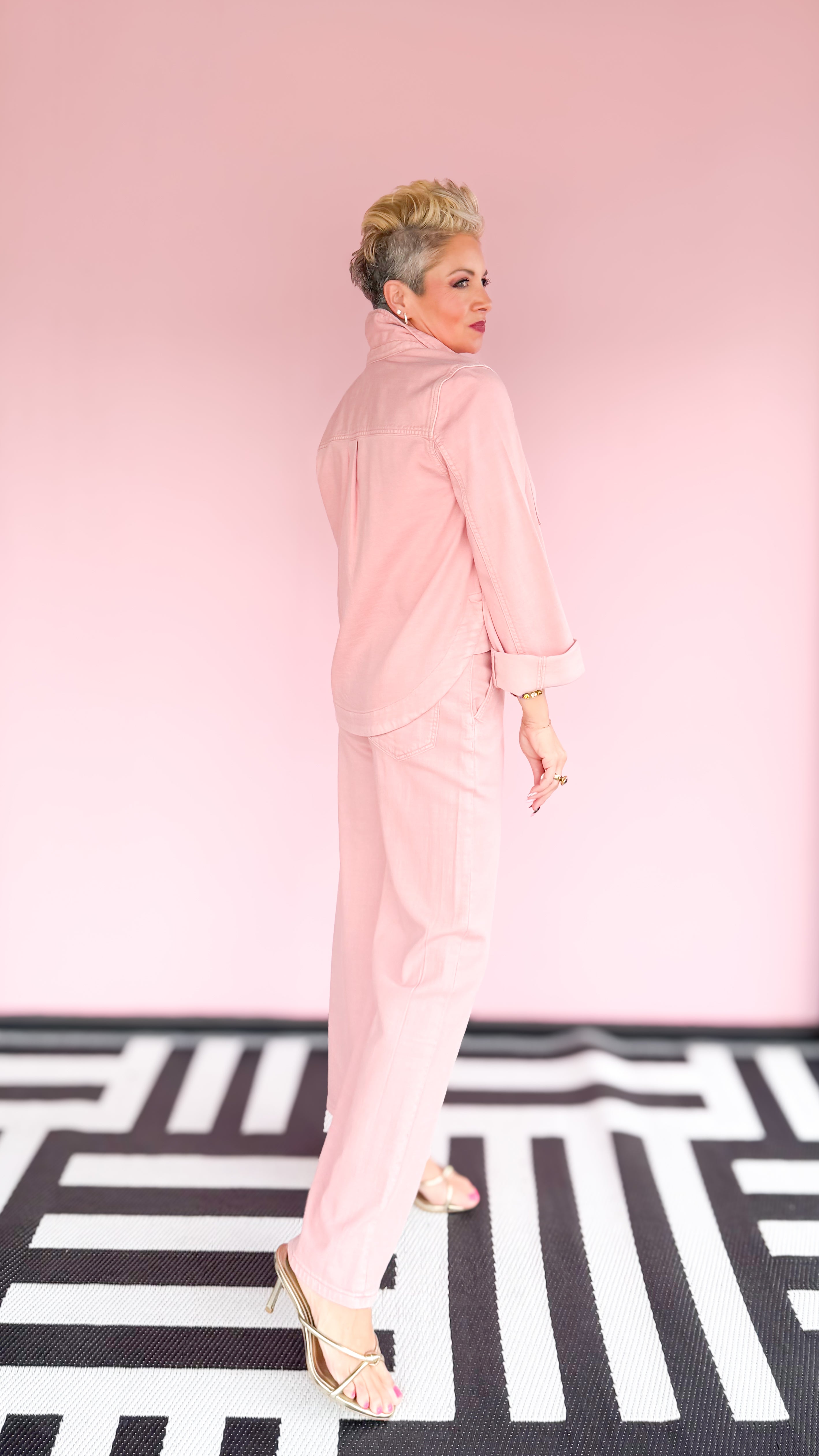 Stride Wide Leg Jeans with Belt/Blush - The BLVD