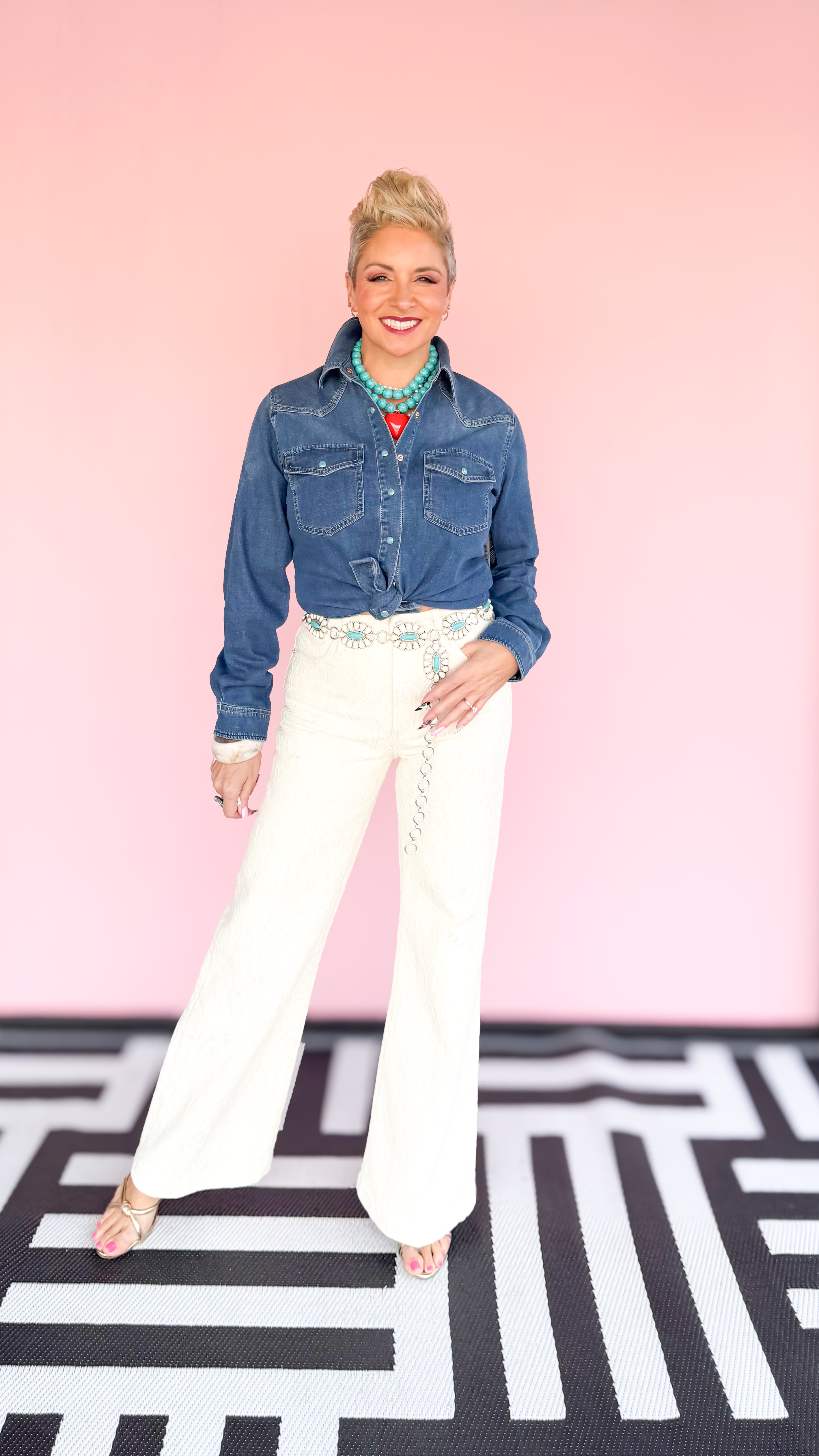 Fiona Lace Wide Leg Jeans/Cream