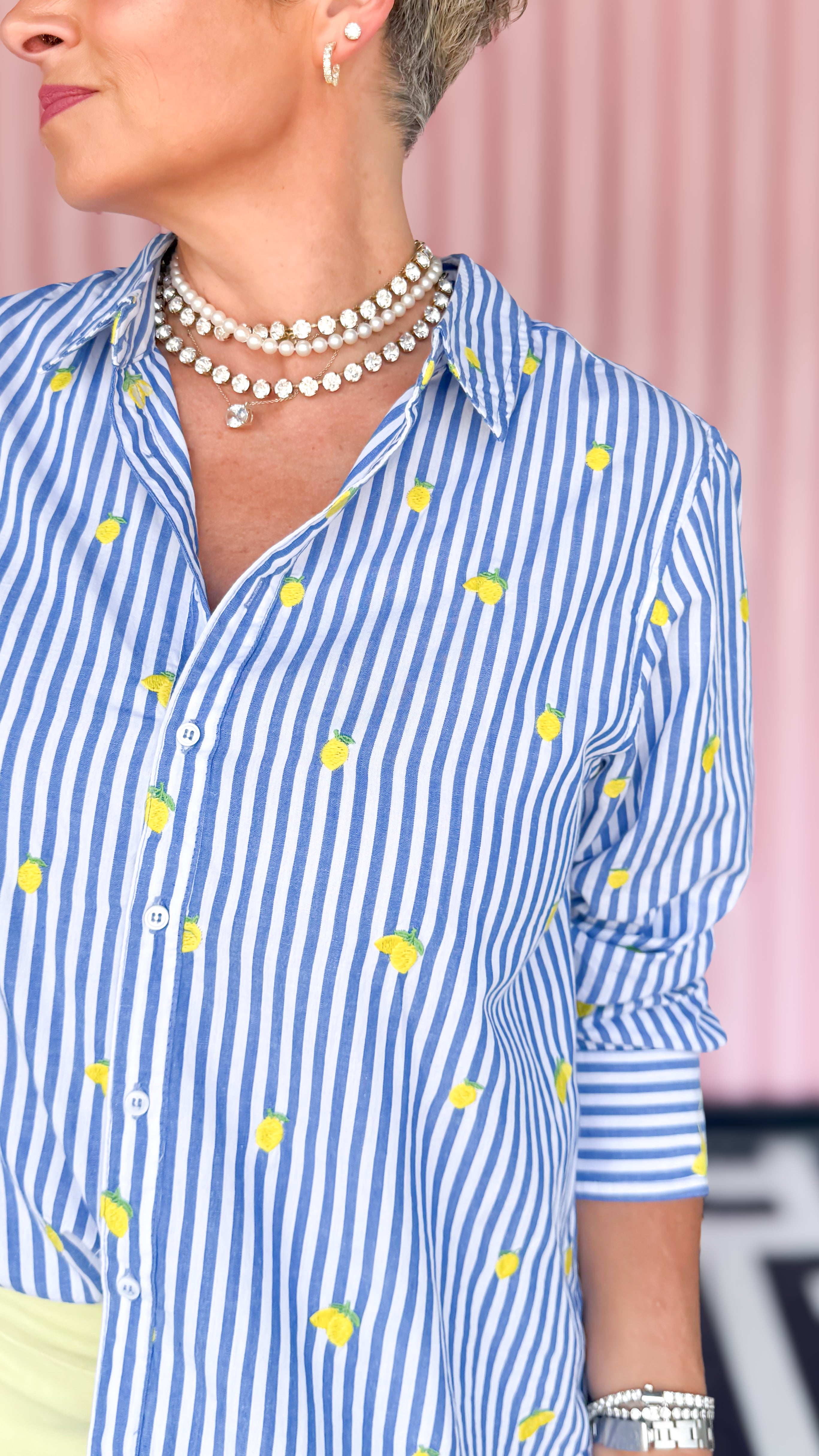 Blue Lemon Embroidered Shirt