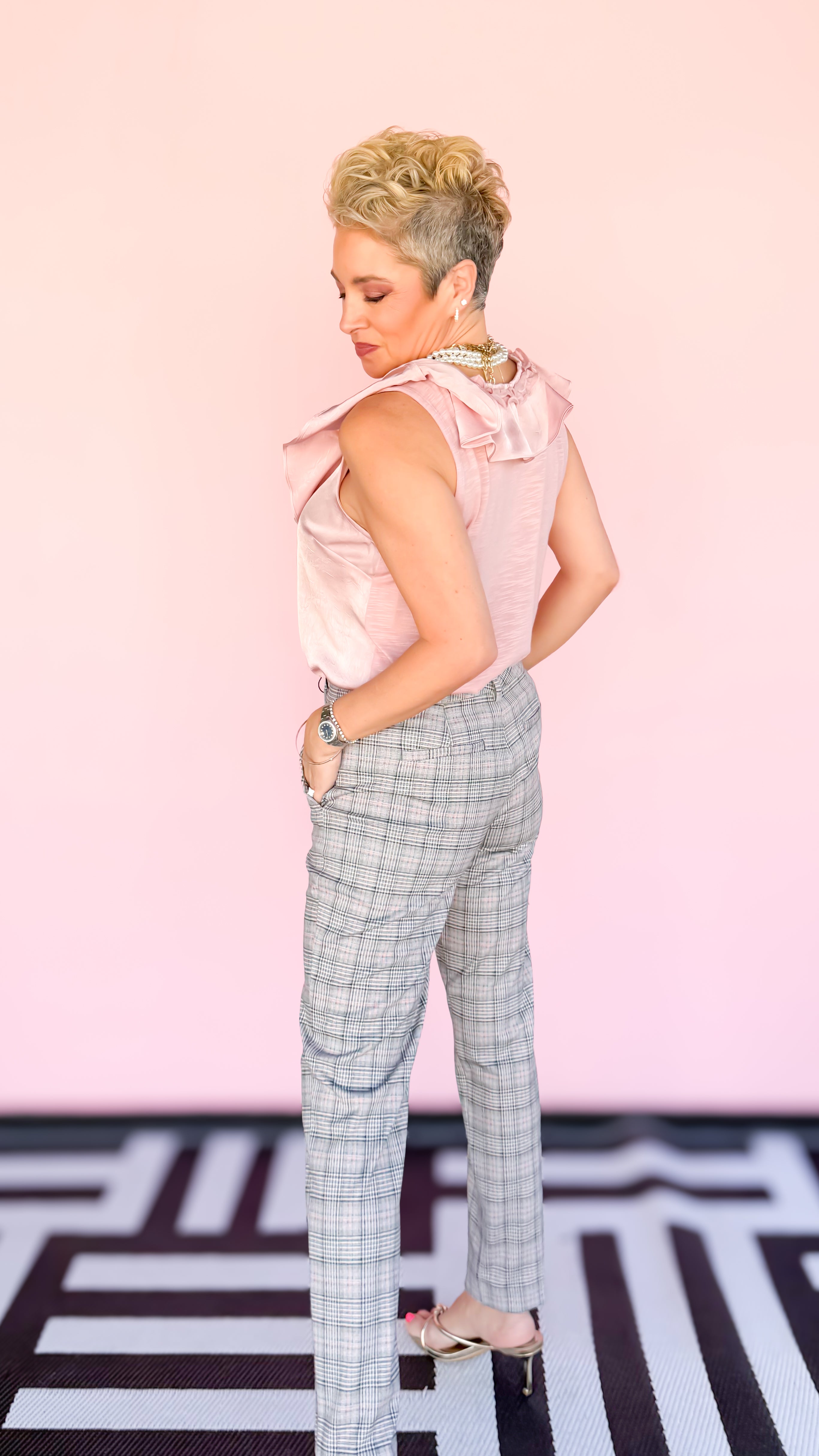 Ruffle Front Sleeveless Top/Pink - The BLVD