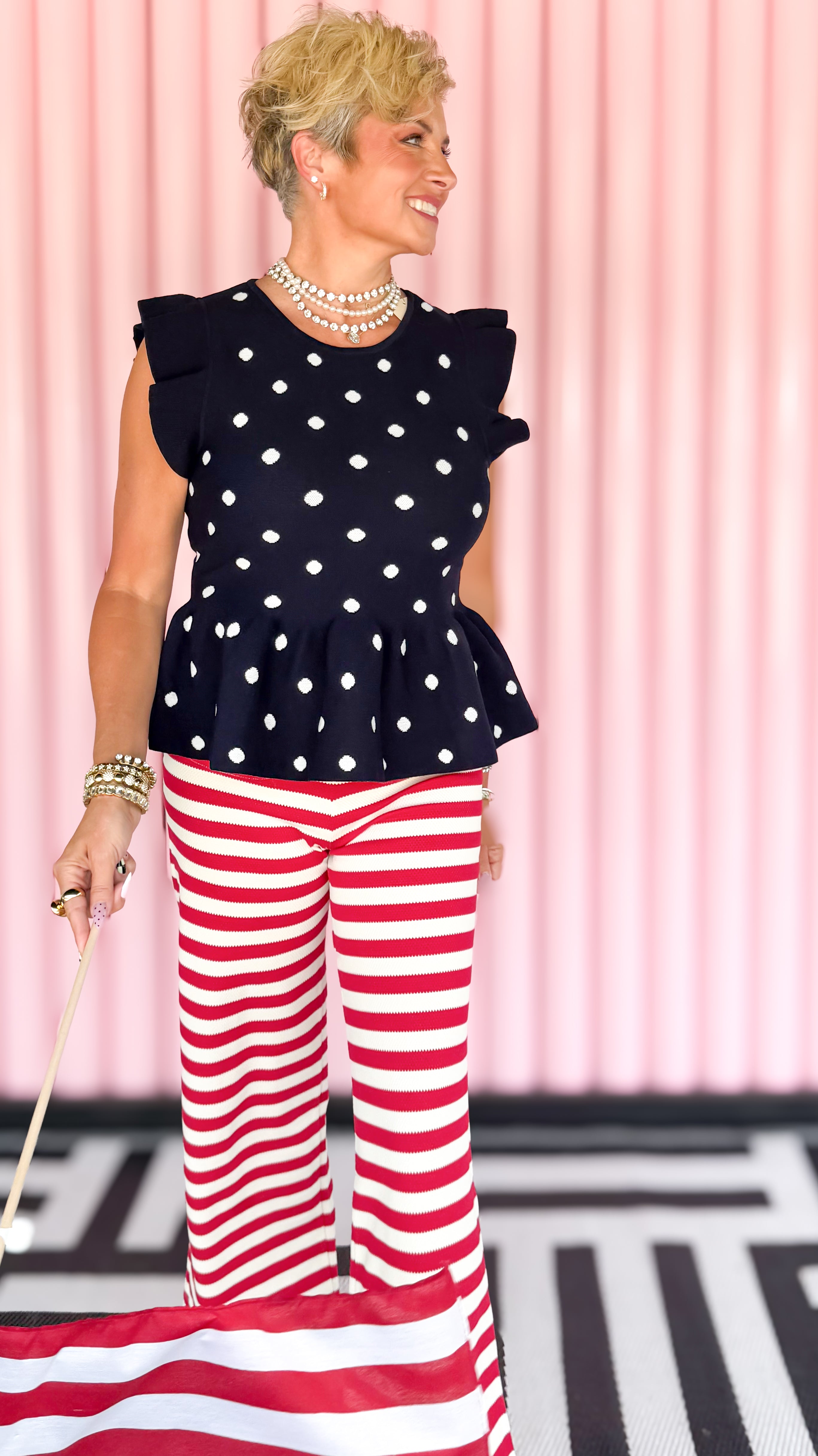 Jessie polka dot top worn on model - side view - BLVD Boutik