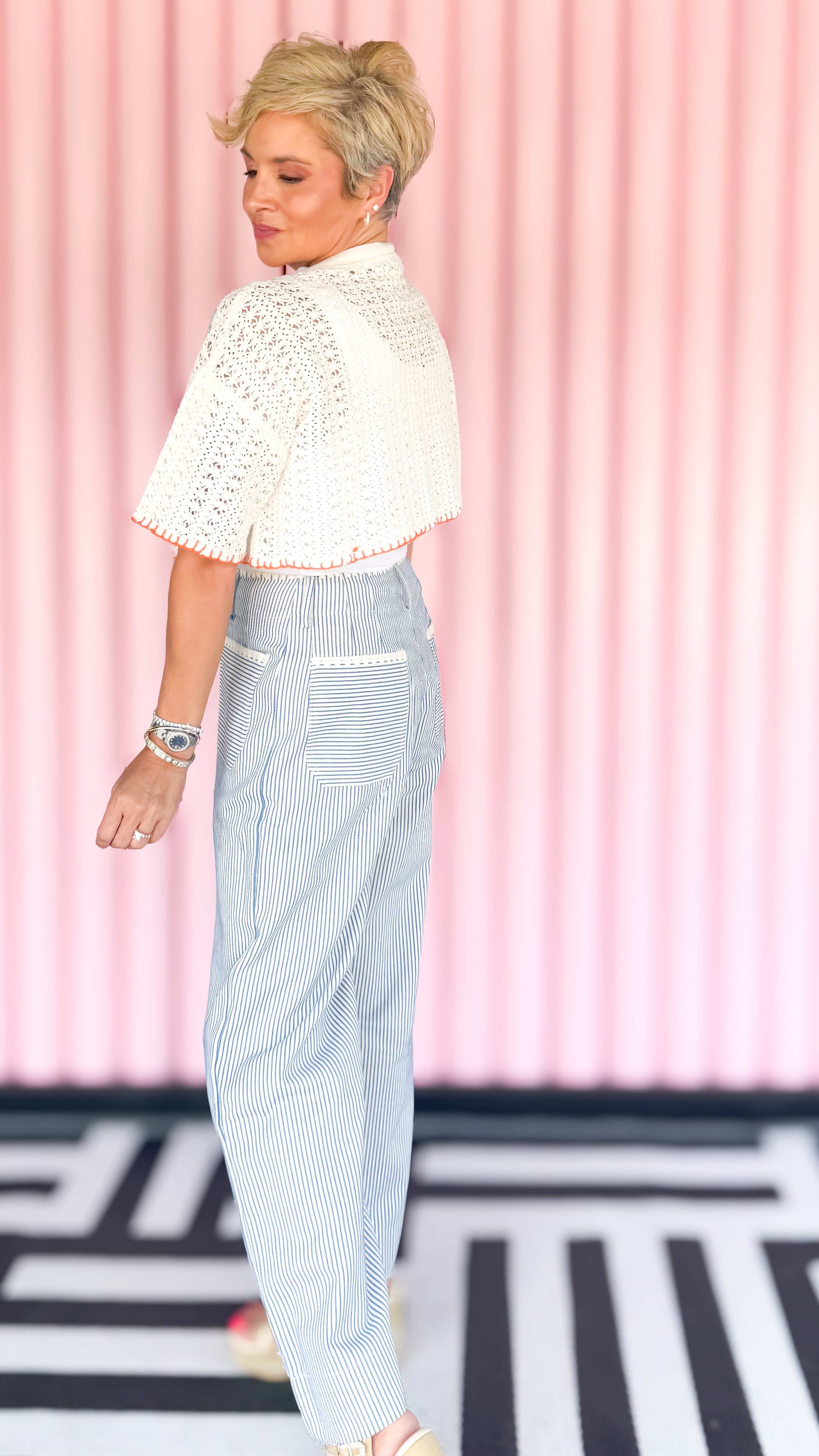 Striped Pants with Triangle Stitch Trip