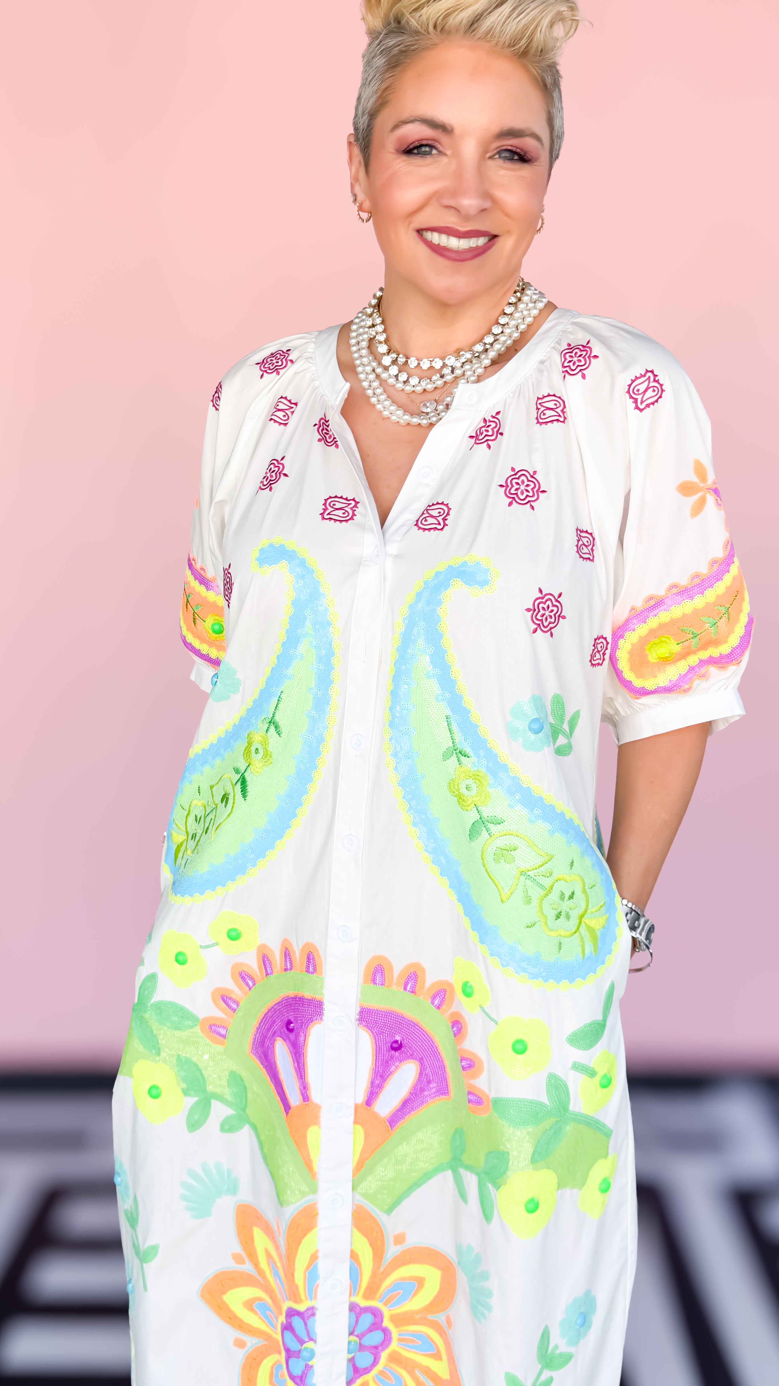Neon Paisley Sequin Midi Dress - The BLVD