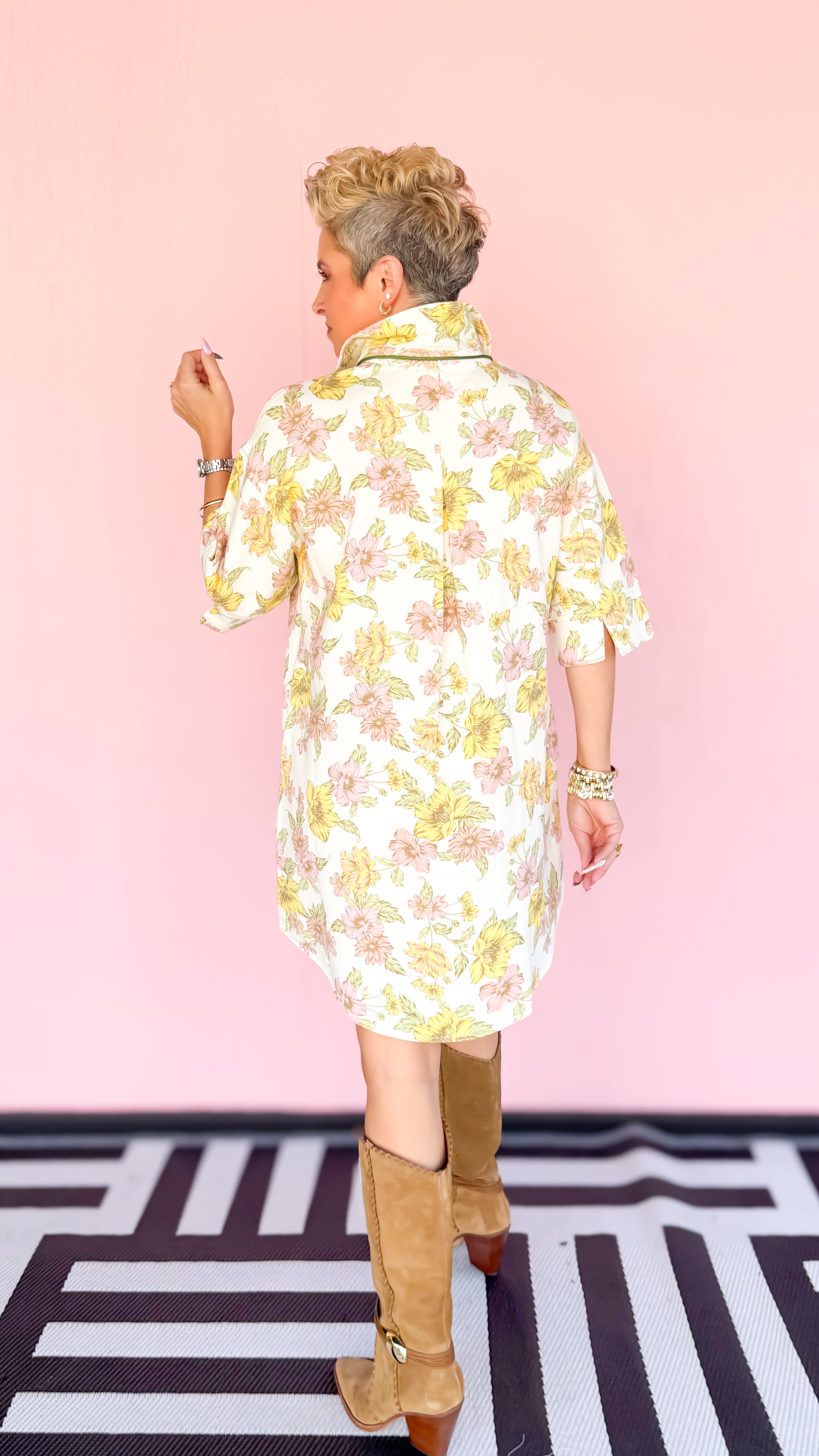 Franny Floral Denim Dress/Cream - The BLVD