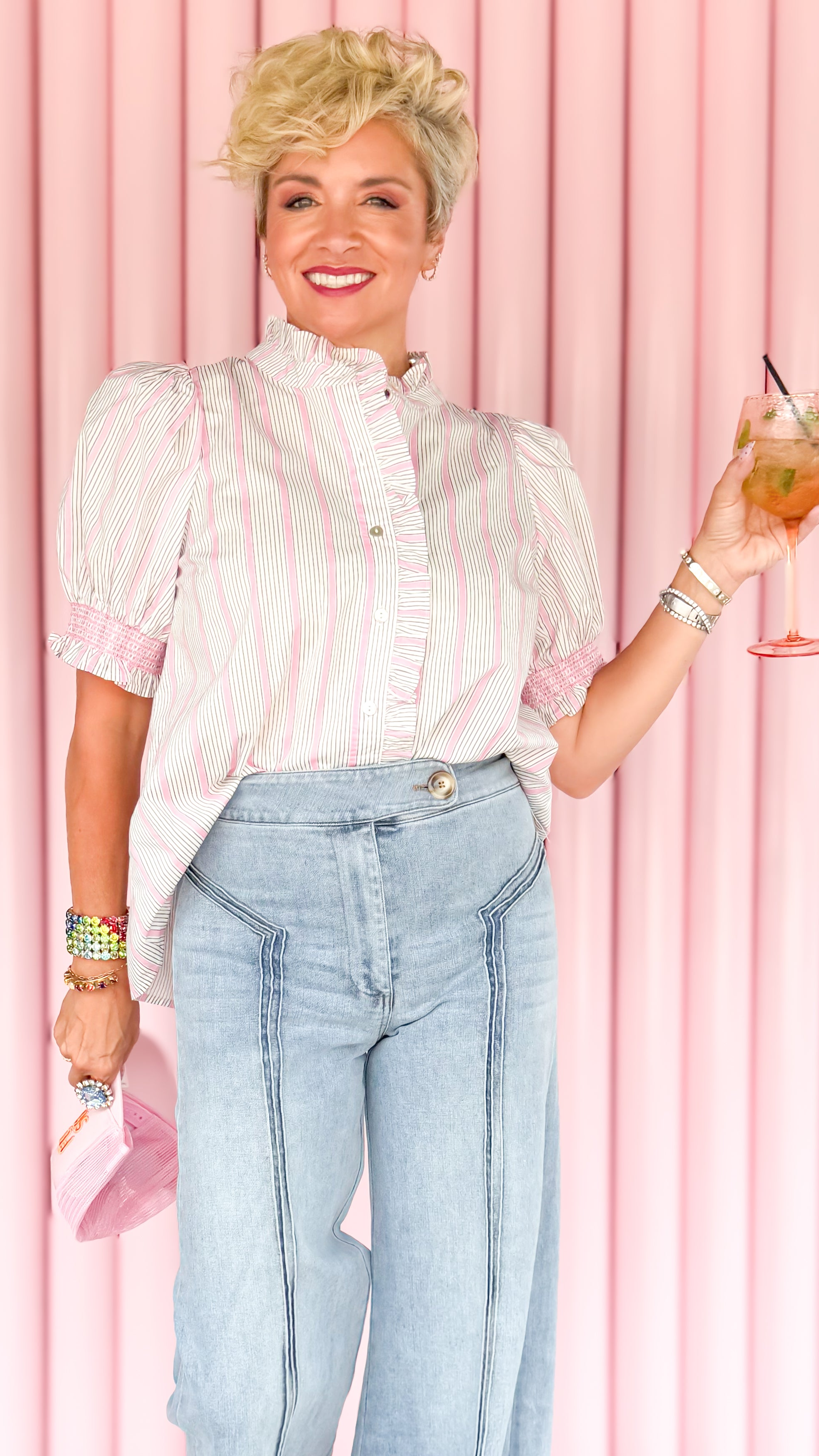 Penelope Pink Pinstripe Blouse