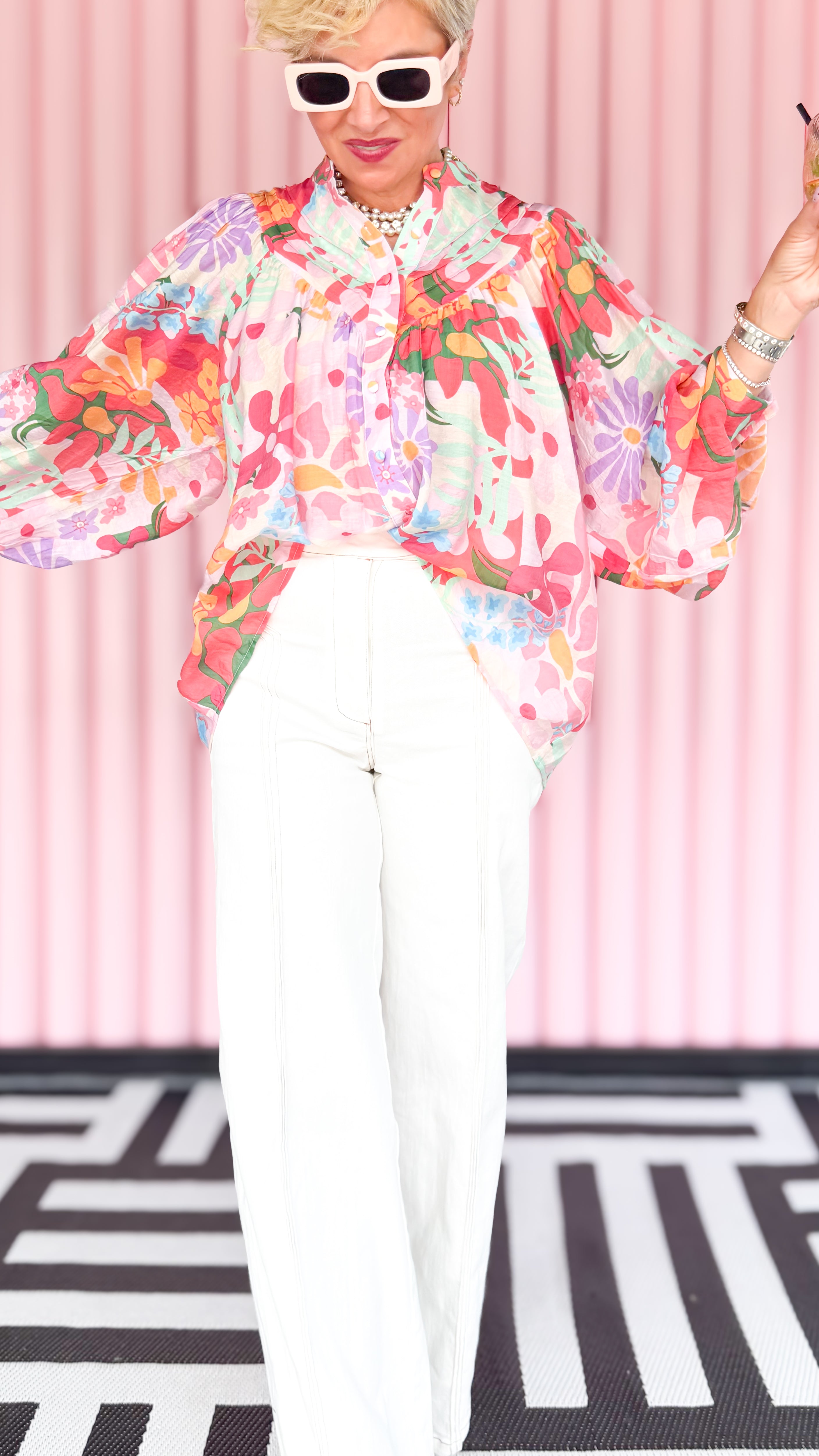 Raspberry Pink Flowy Blouse