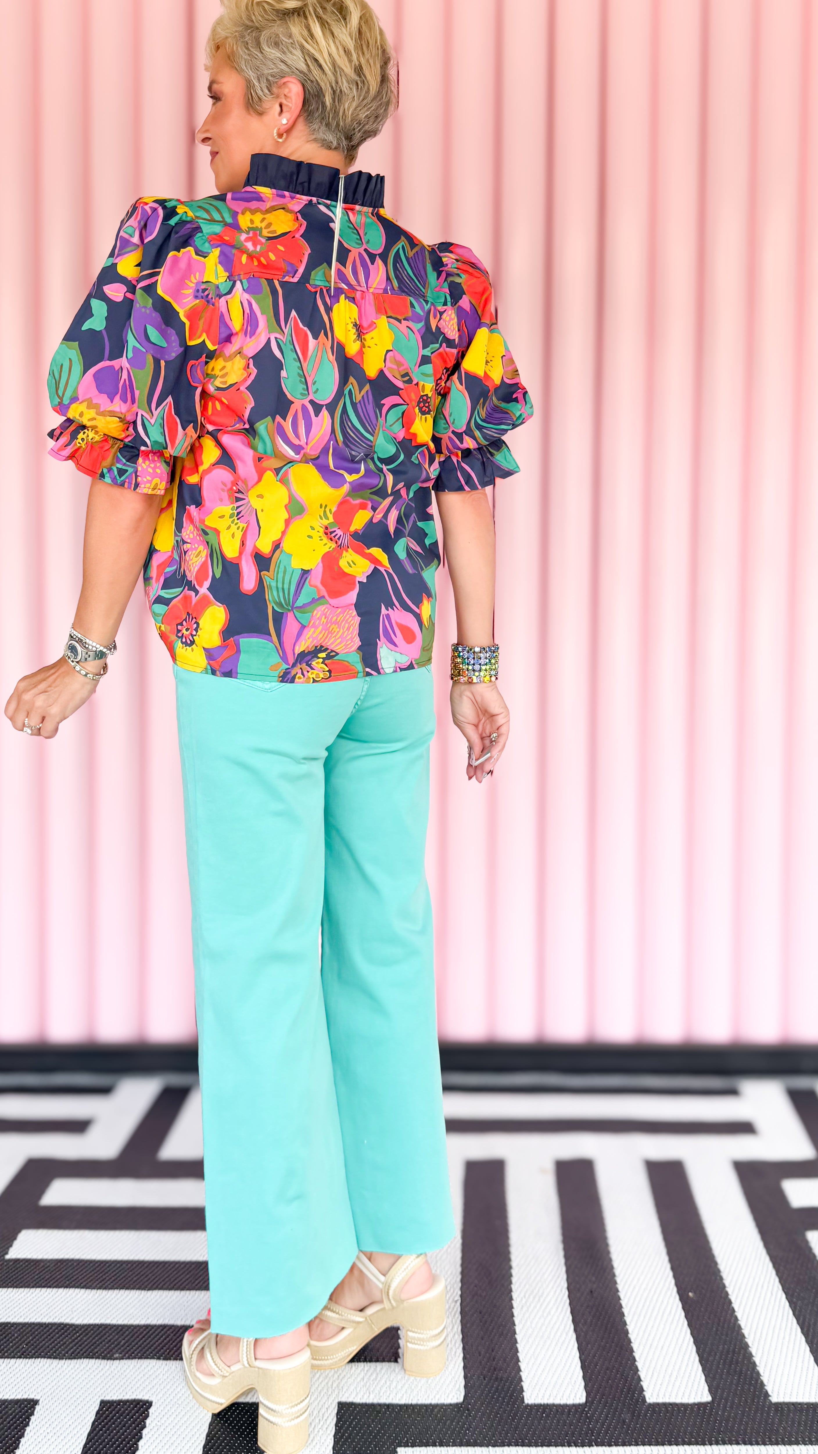 Sanders Bold Floral Blouse/Navy
