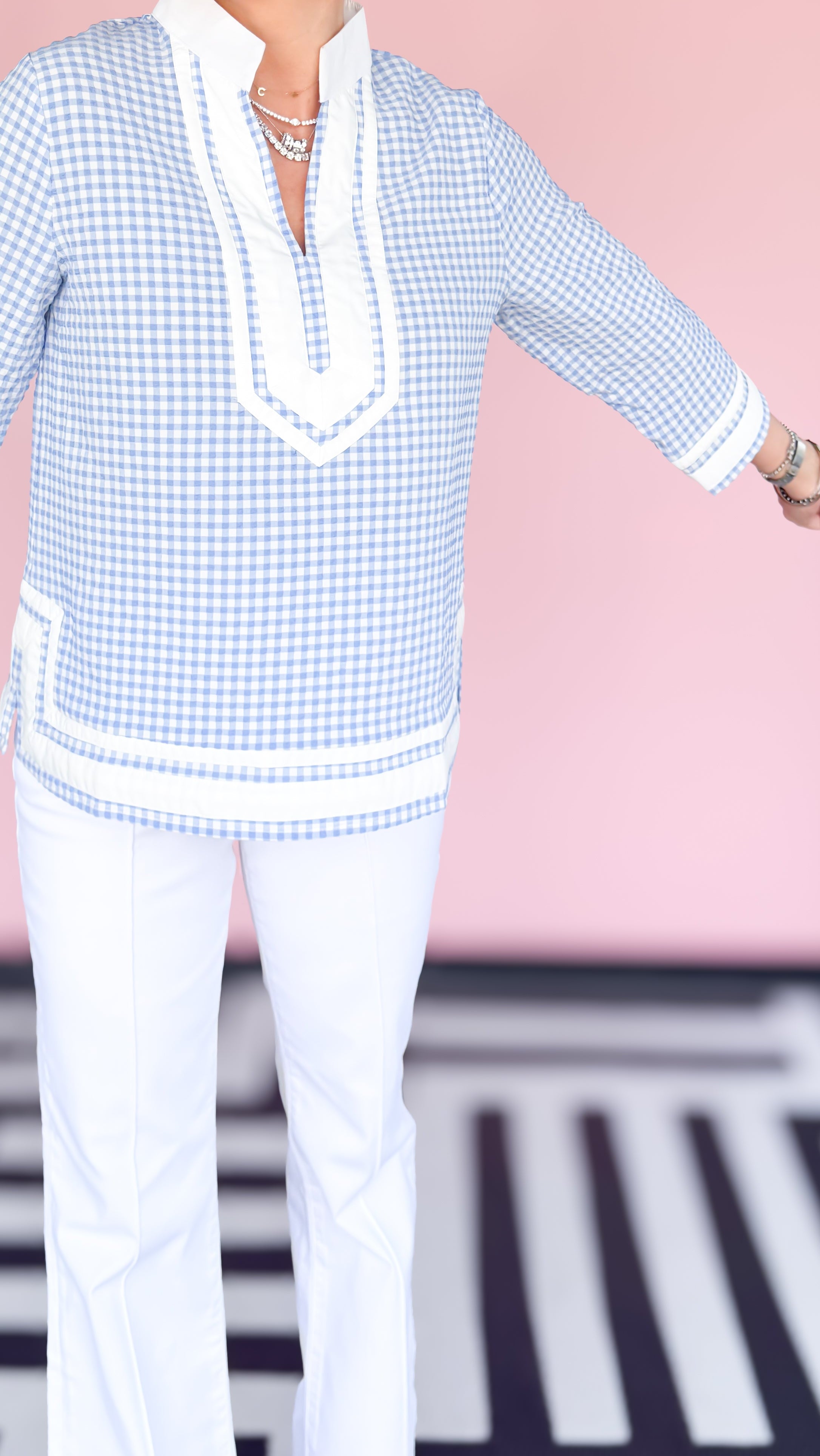 GiGi Gingham Tunic/Blue - The BLVD