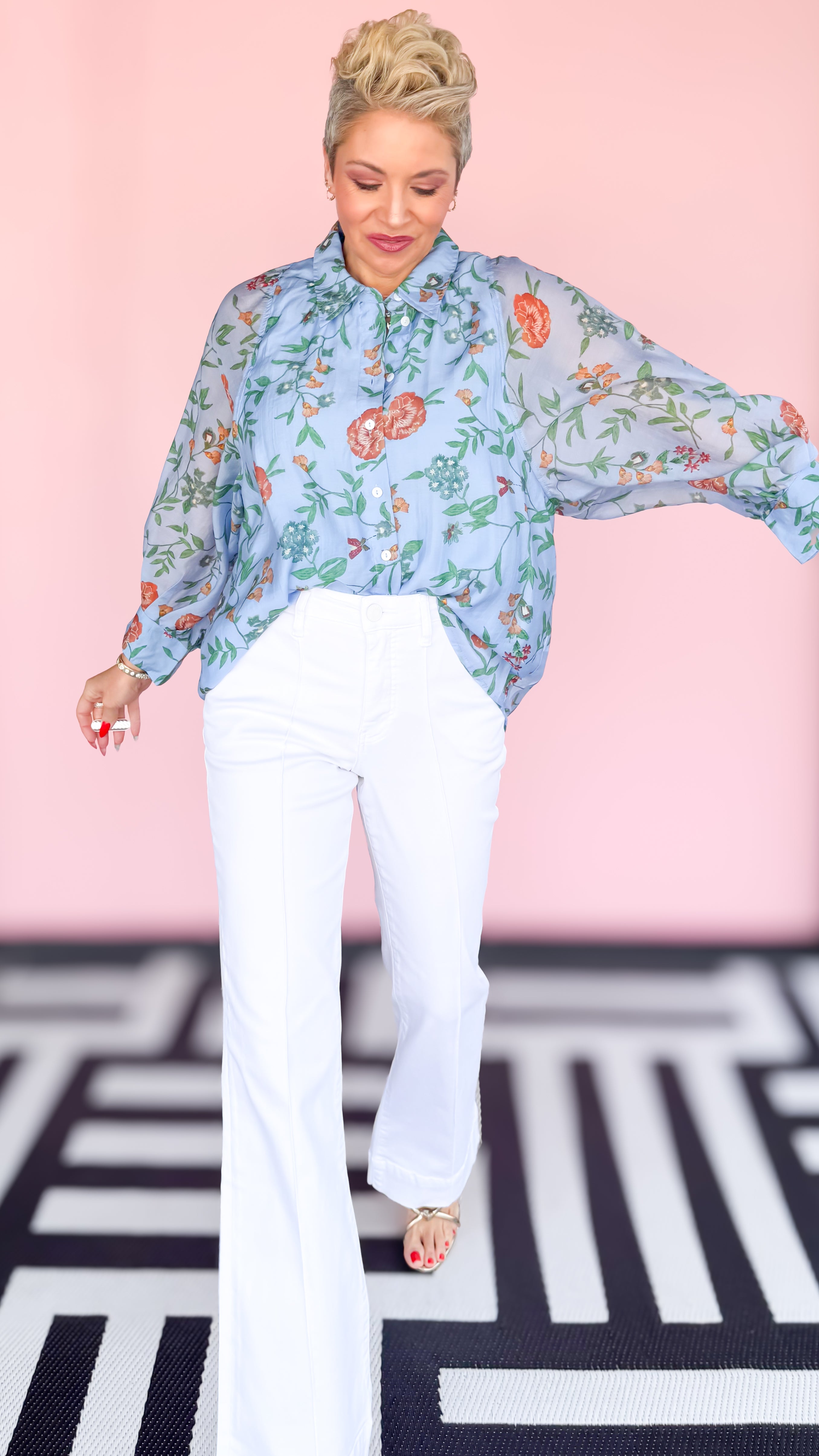 Sylvia Floral Blouse/Blue - The BLVD