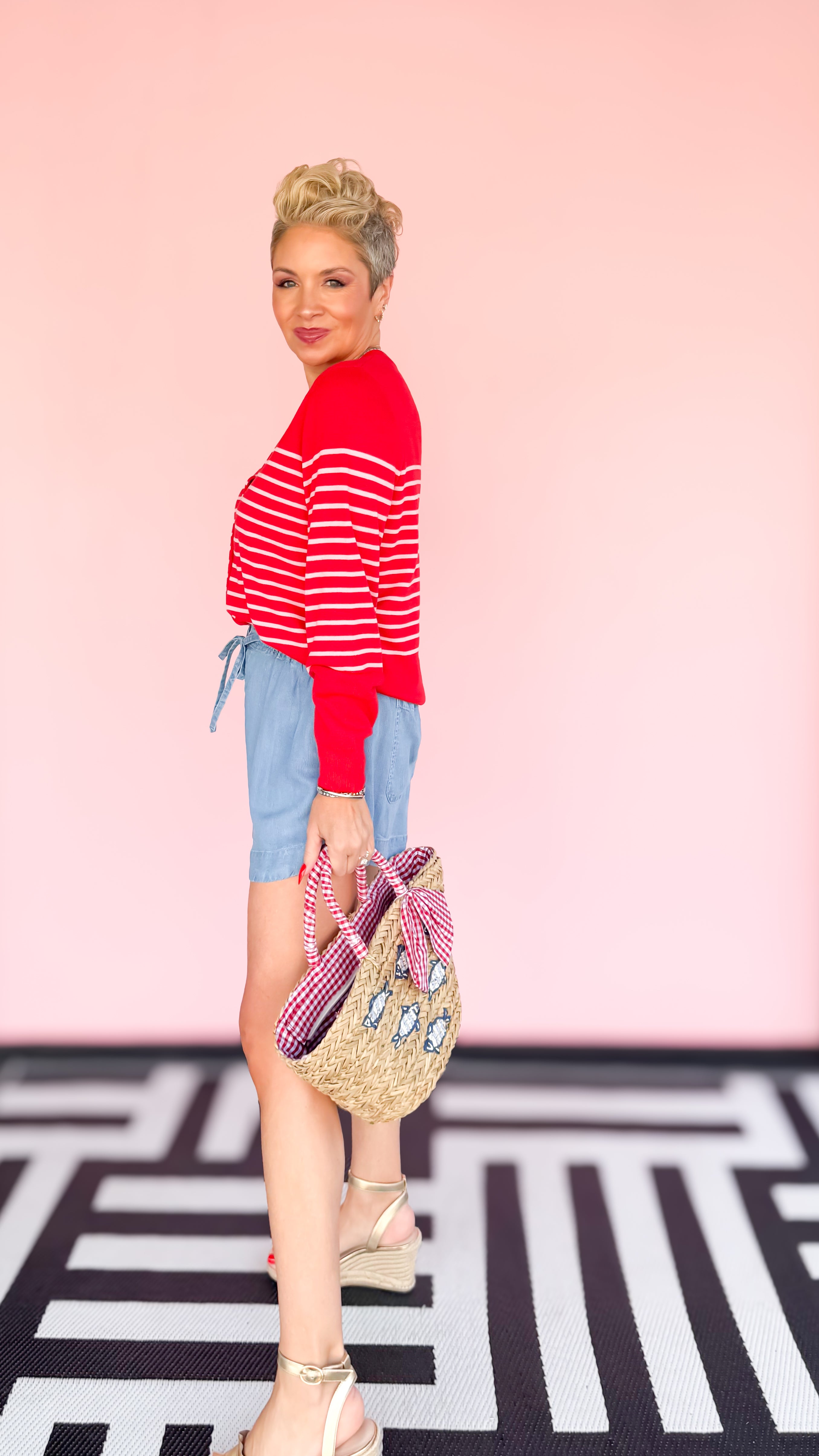 Sara Striped Cardigan/Red - The BLVD