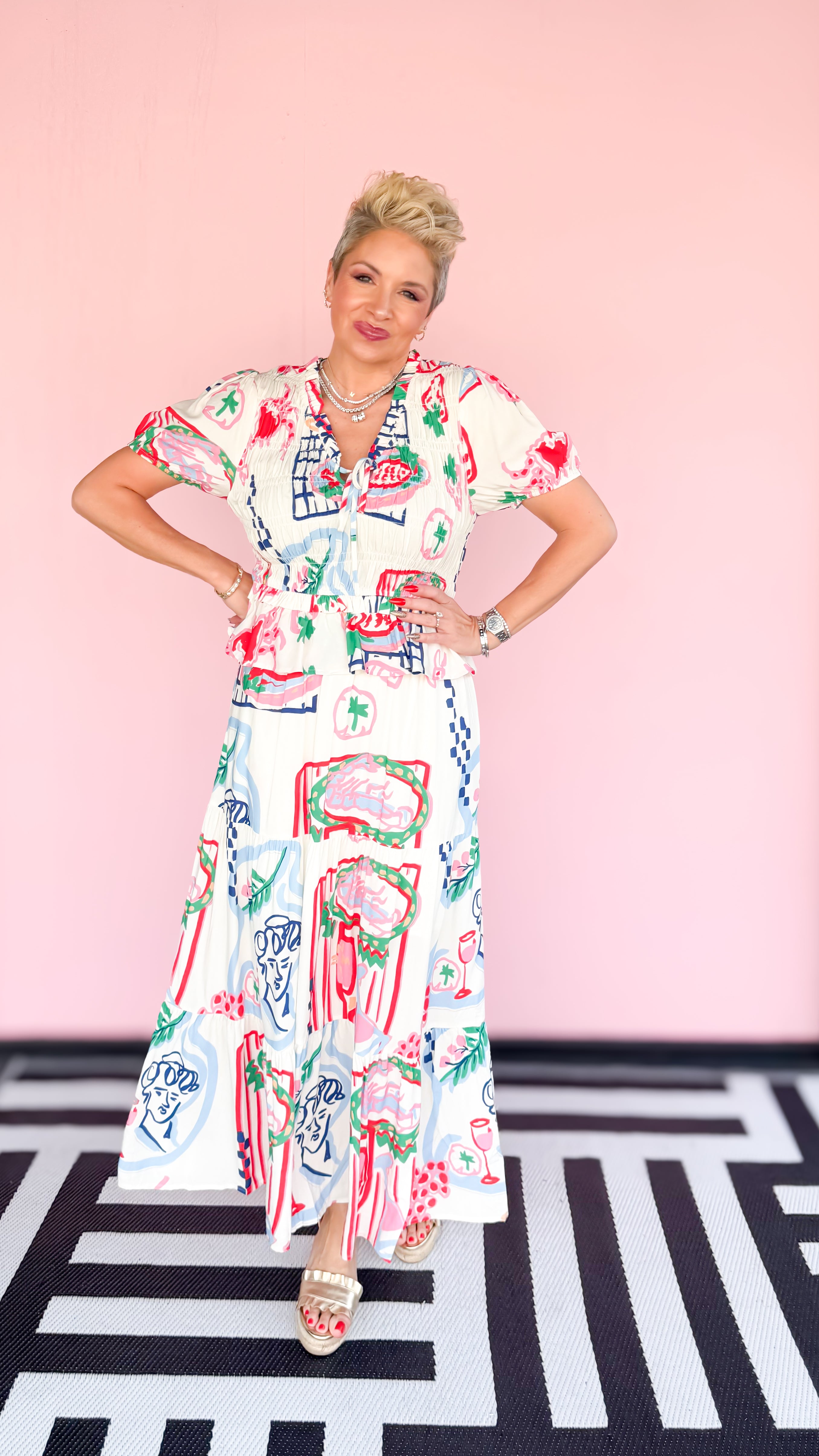 Painted Peplum Top with Puff Sleeves - The BLVD